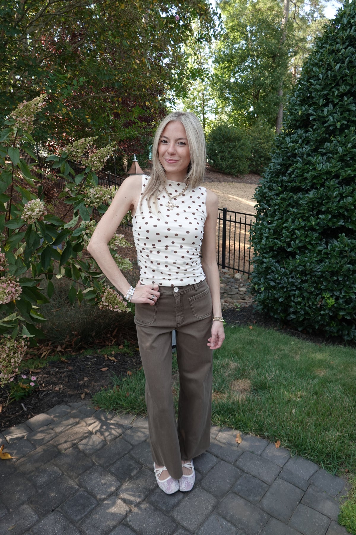 Gianna Ivory Polka Dot Tank