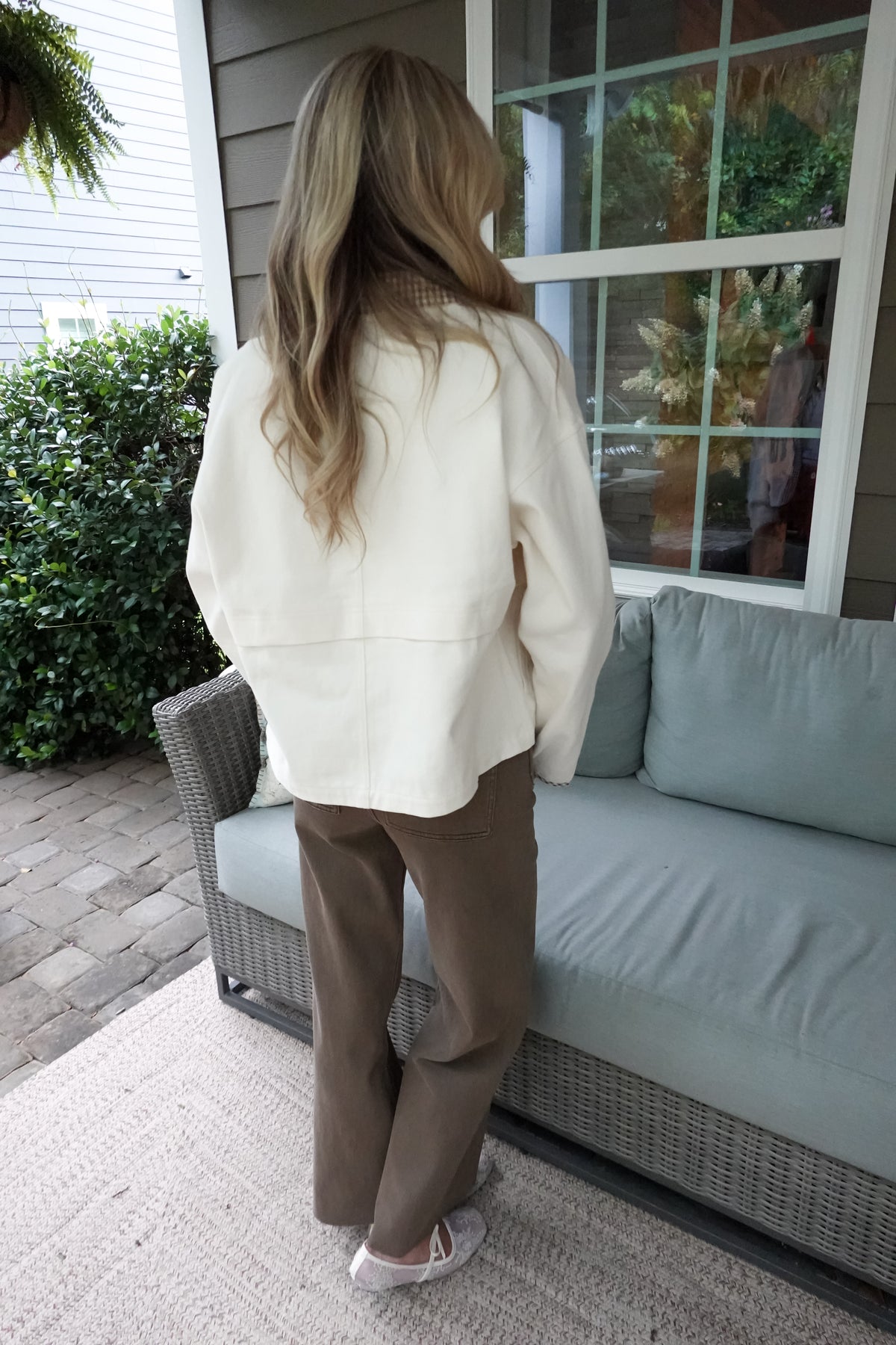Gigi Gingham Trim Jacket Cream