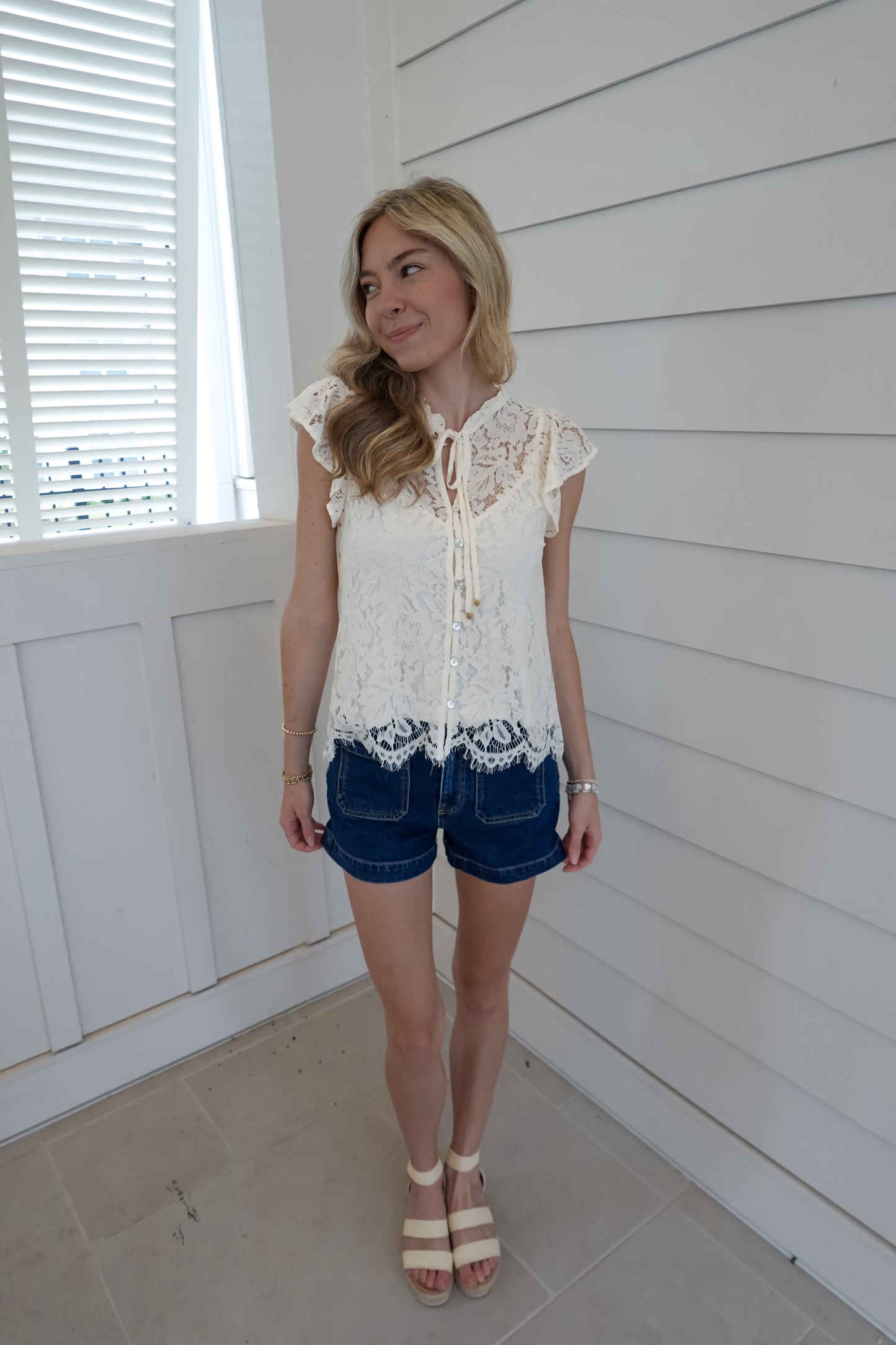 Lana Lace Short Sleeve Top