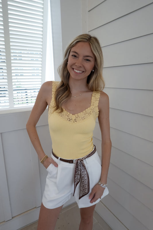Lace Ribbed Seamless Tank Top
