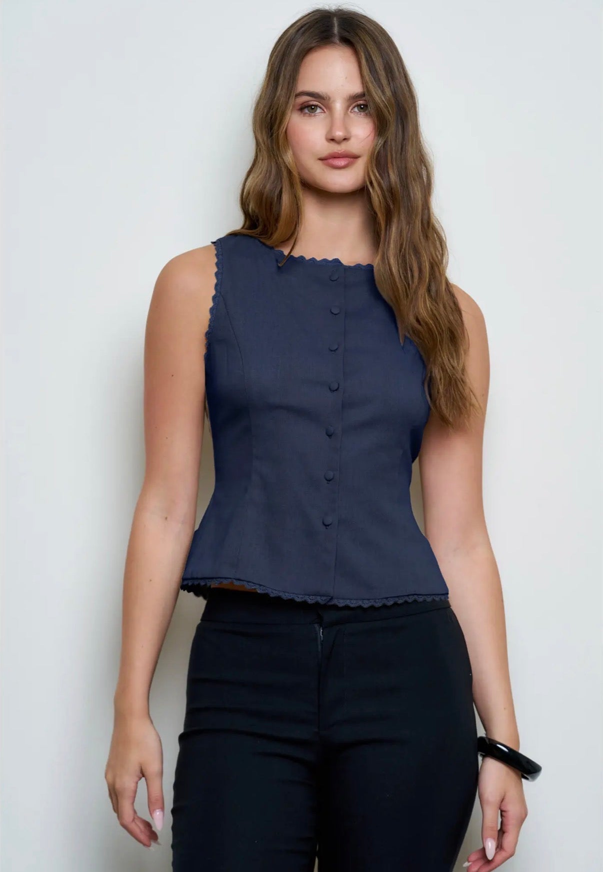 Skye Scalloped Trim Vest Top