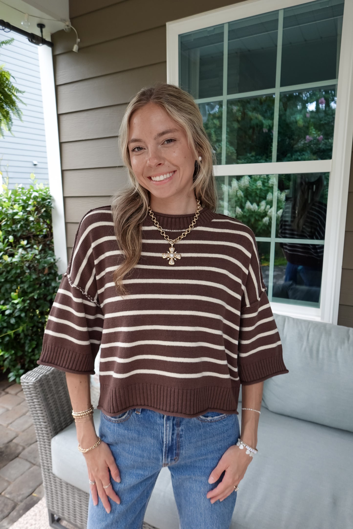 Scottie Striped Short Sleeve Sweater
