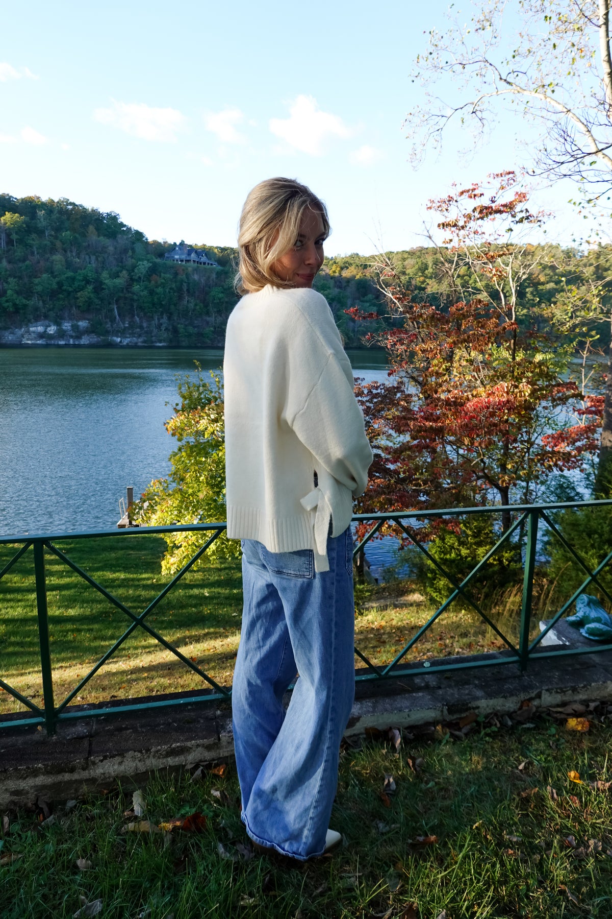 Tori Ivory Tie Sweater