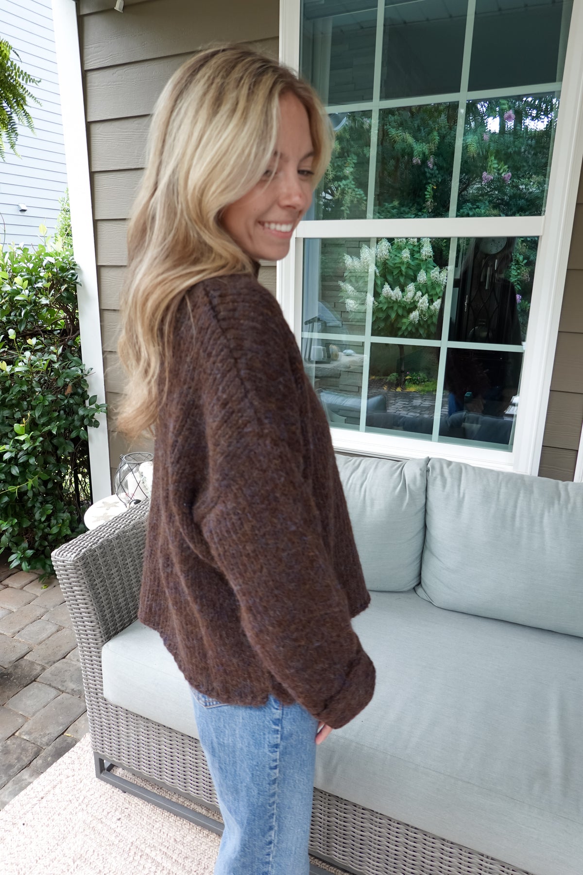 Ava Brown Mock Neck Sweater