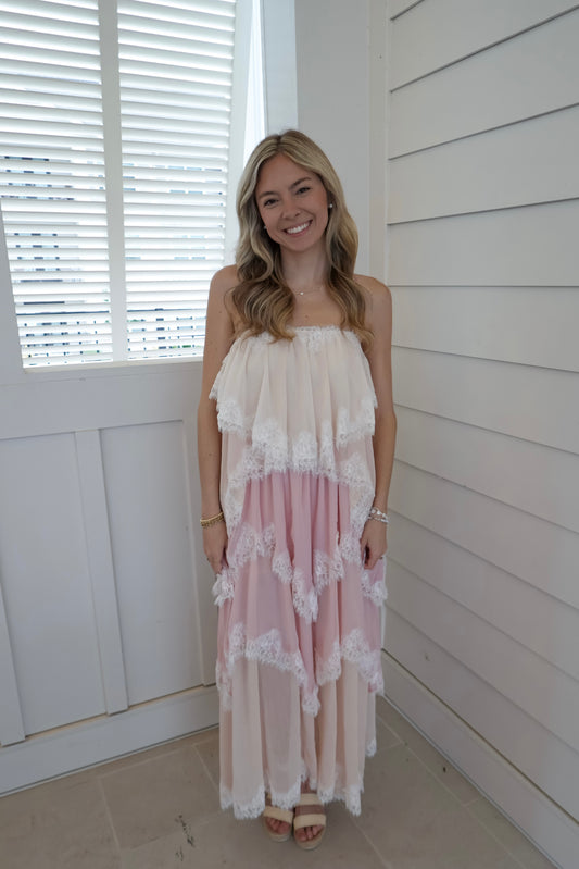Cami Ruffle Lace Maxi Dress