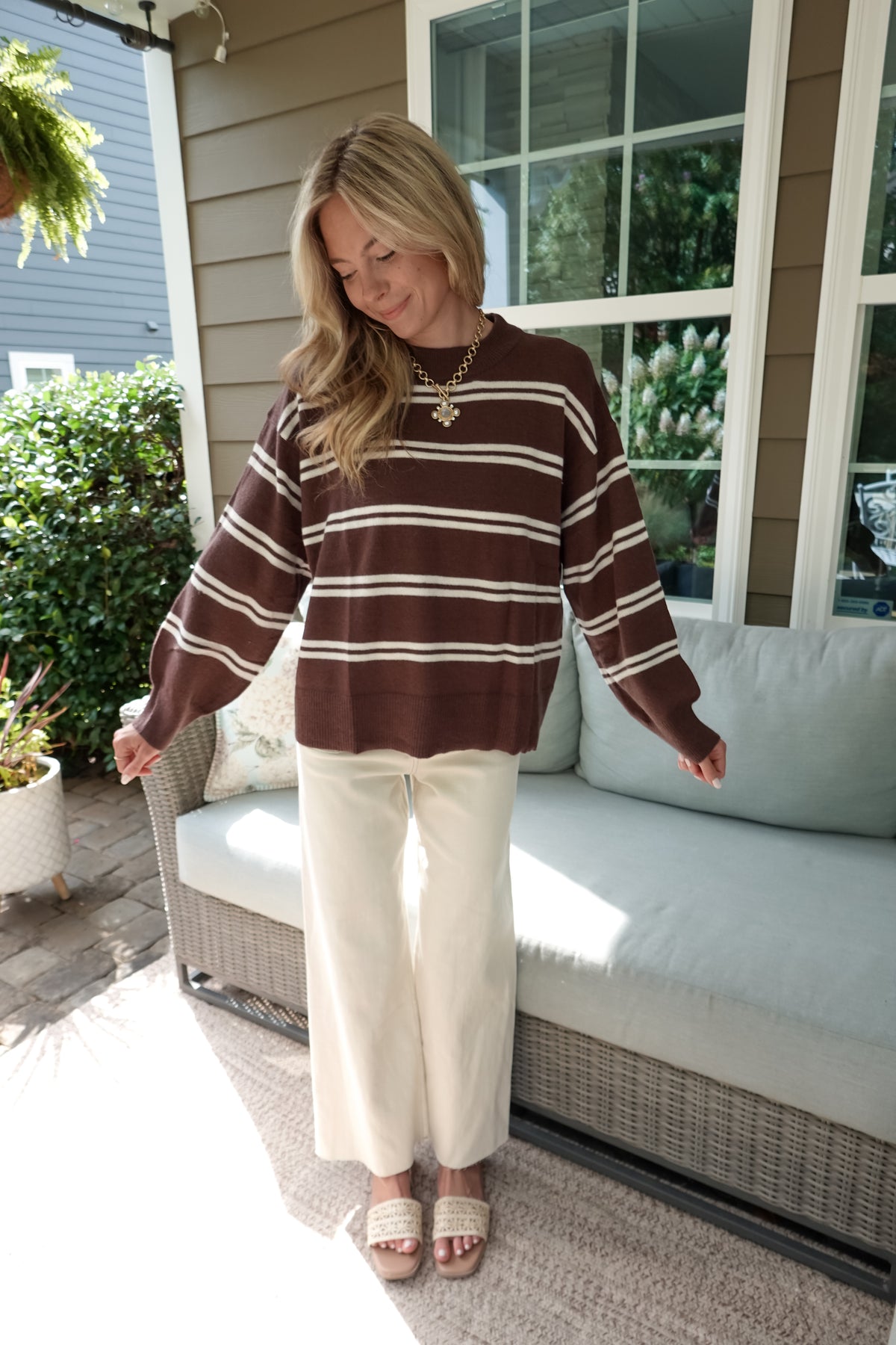 Maddie Striped Brown Sweater