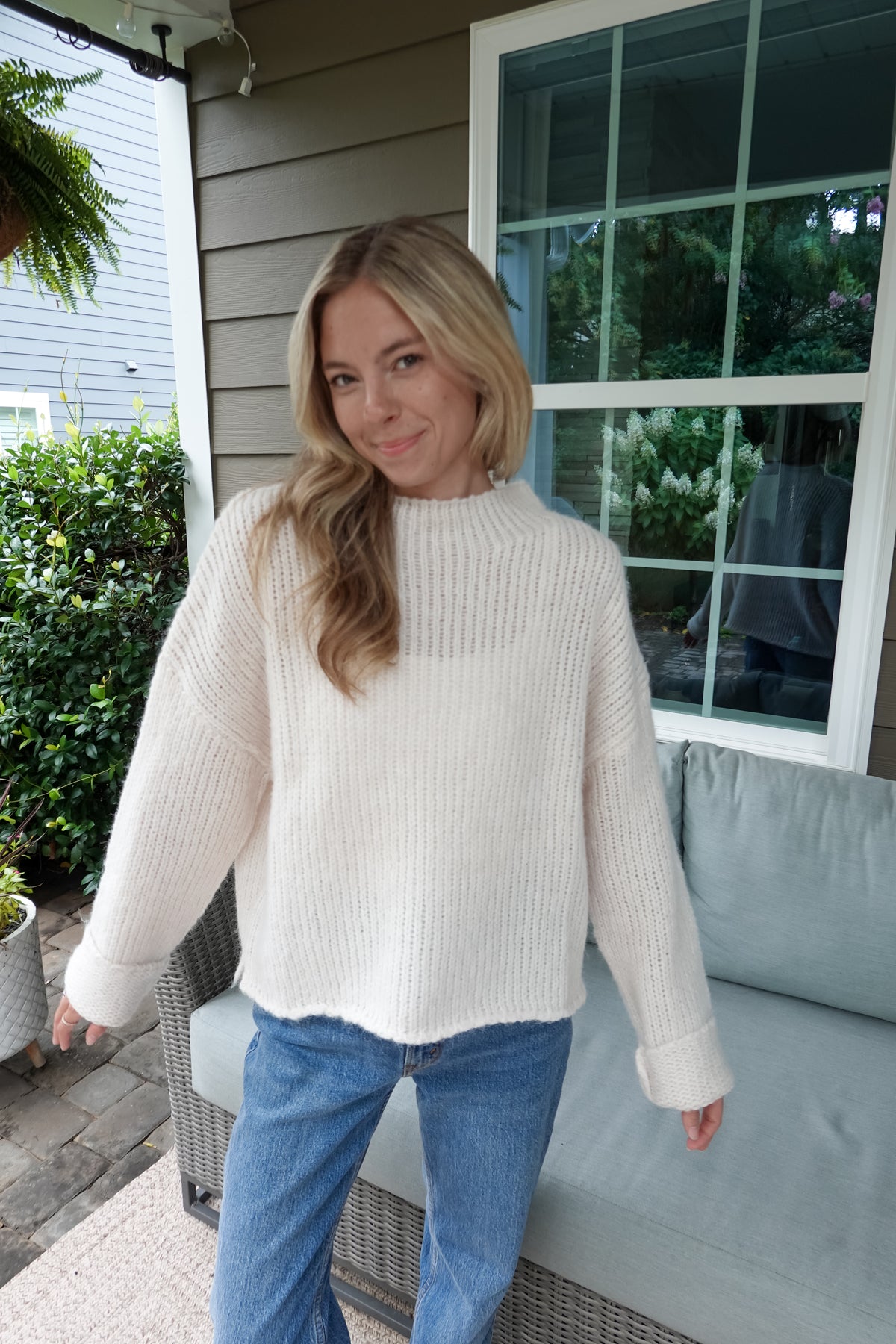 Ava Ivory Mock Neck Sweater