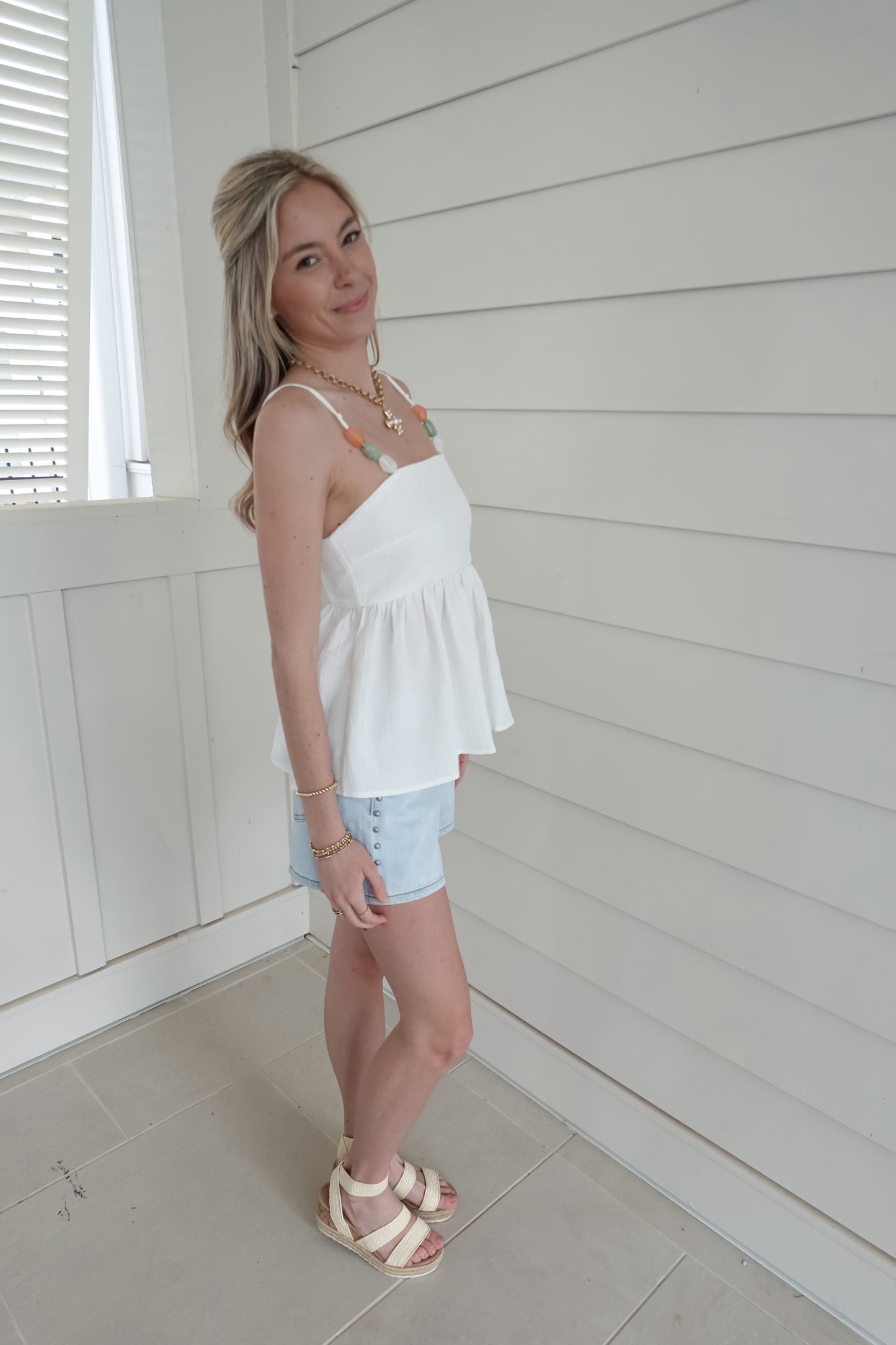 Blair Beaded Peplum Tank
