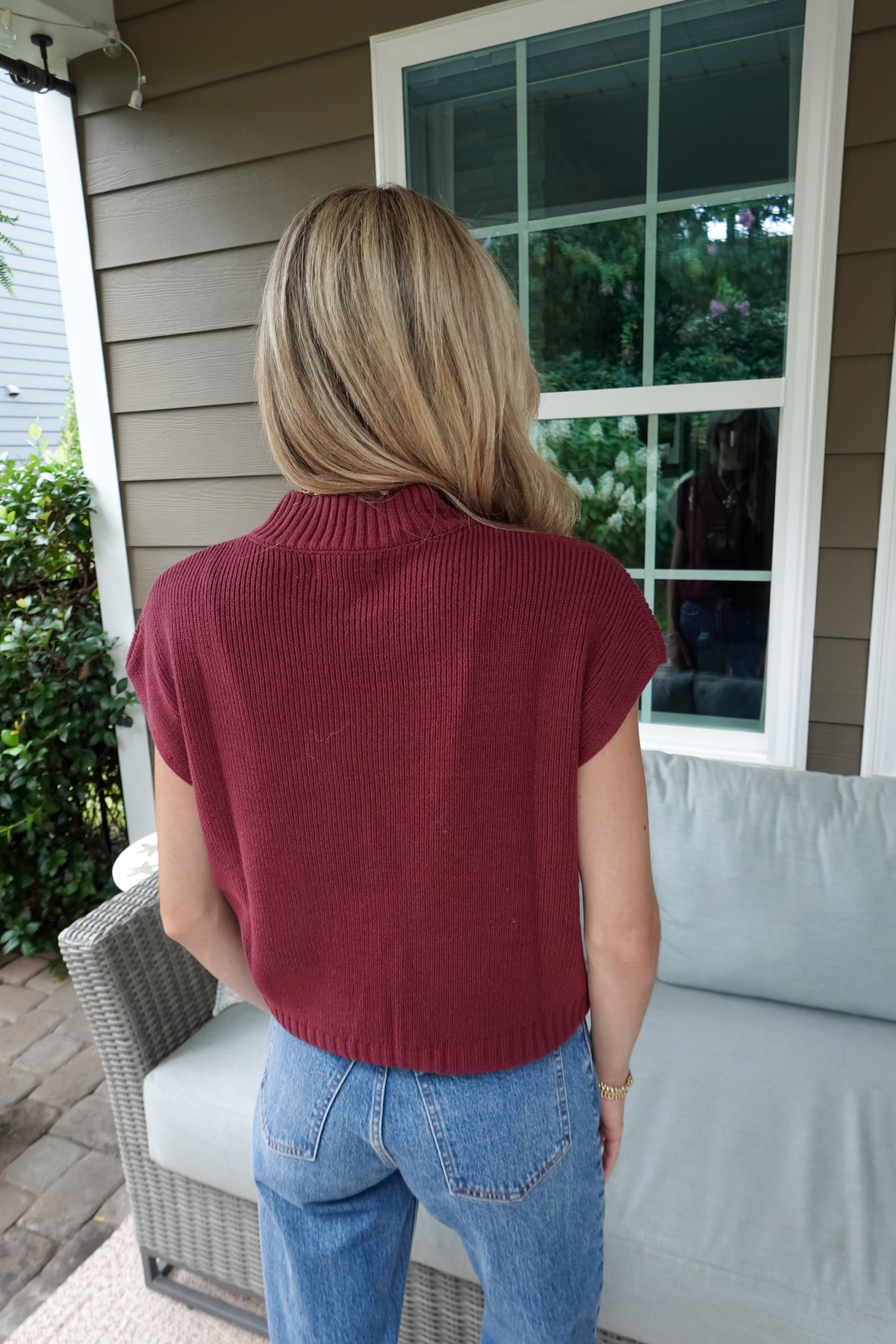 Mary Burgundy Mock Neck Sweater