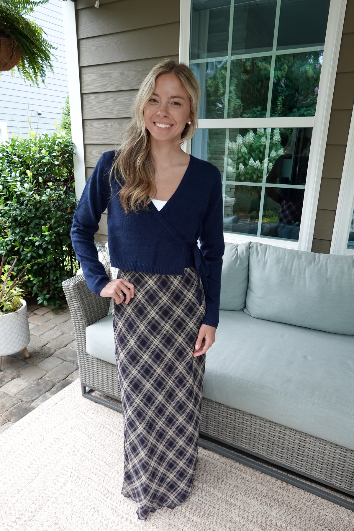 Kacey Navy Wrap Top