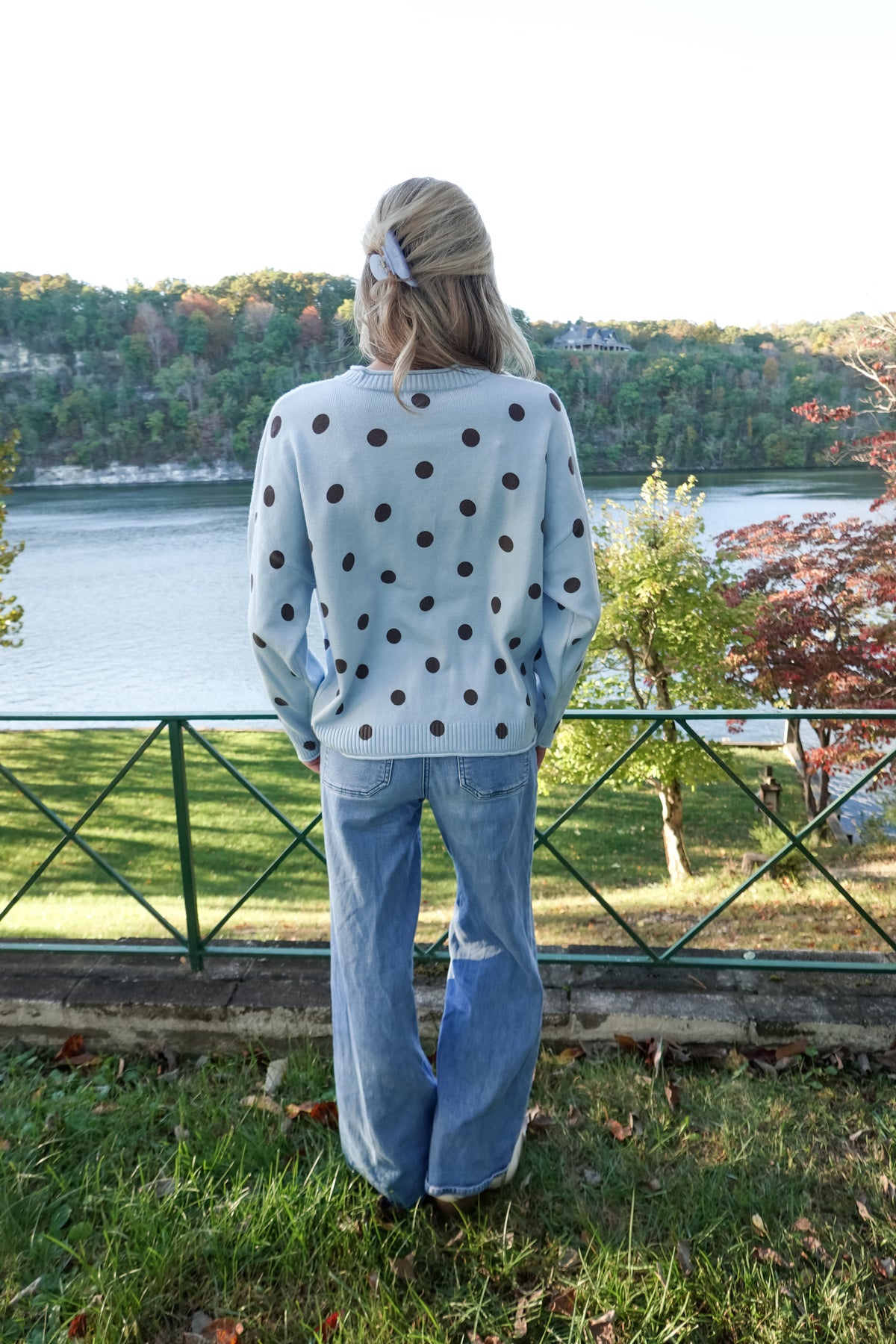 Jade Blue Polka Dot Cardigan