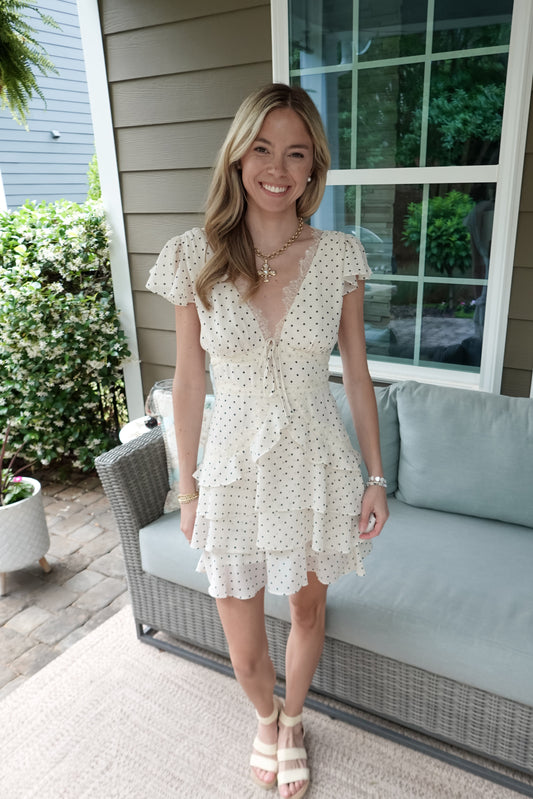 Gracen Lace Polka Dot Mini Dress