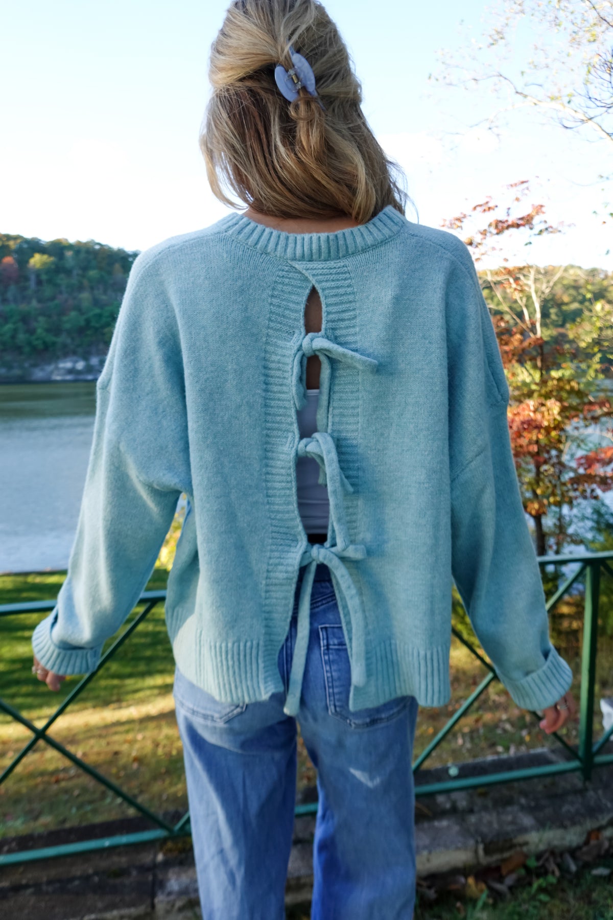 Baylee Bow Sweater Blue