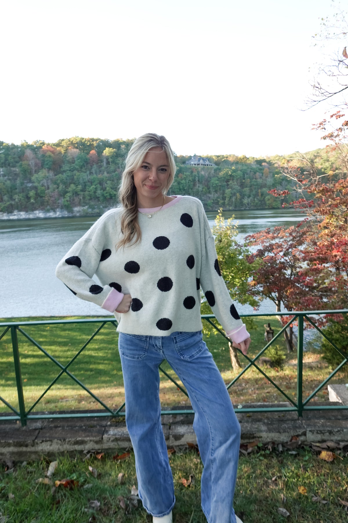 Ivy Ivory Polka Dot Sweater