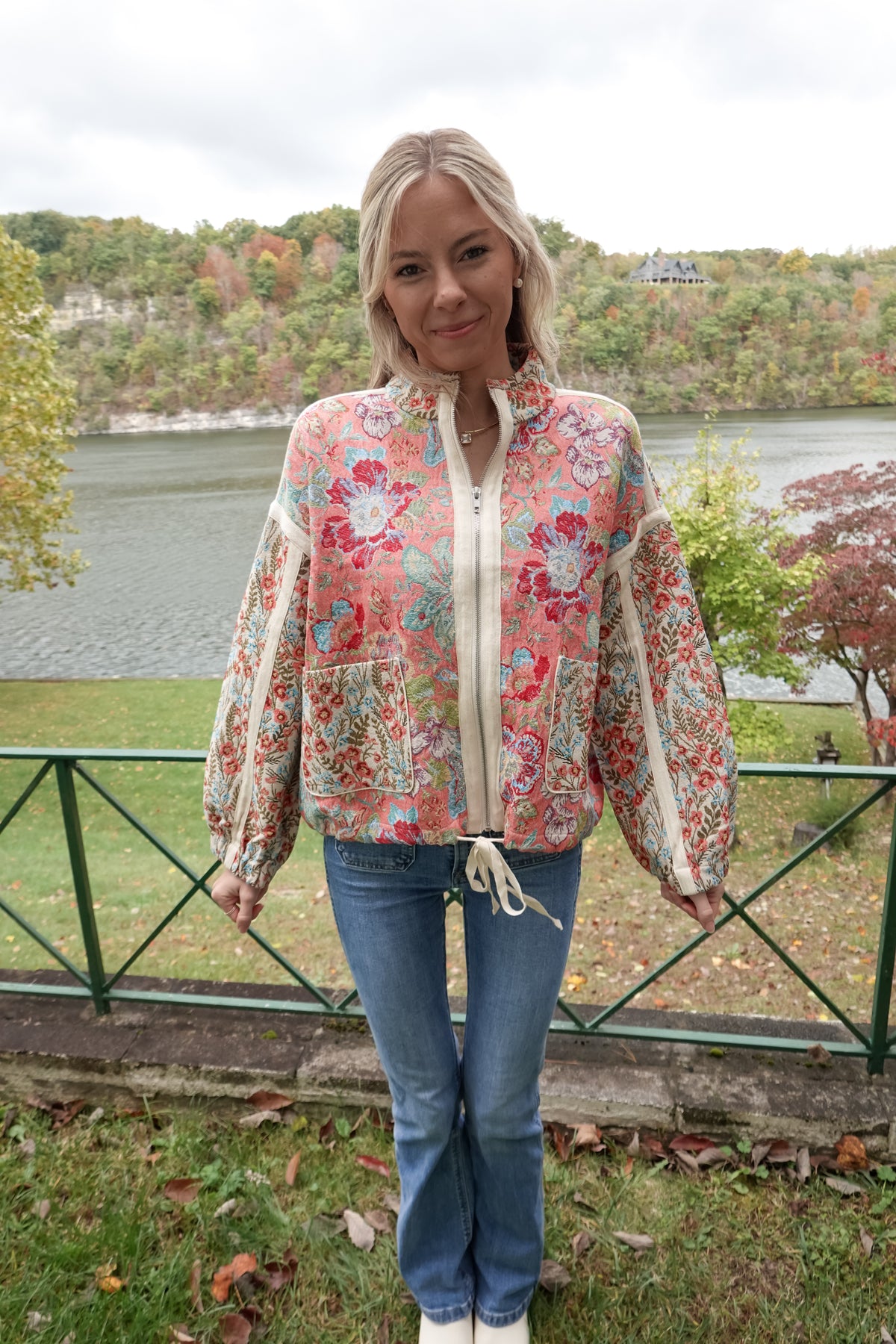 Jacquard Floral Pattern Jacket