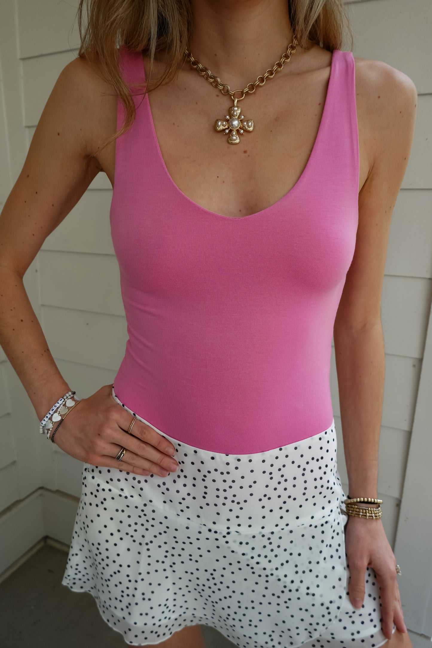 Double Layered V Neck Tank Top
