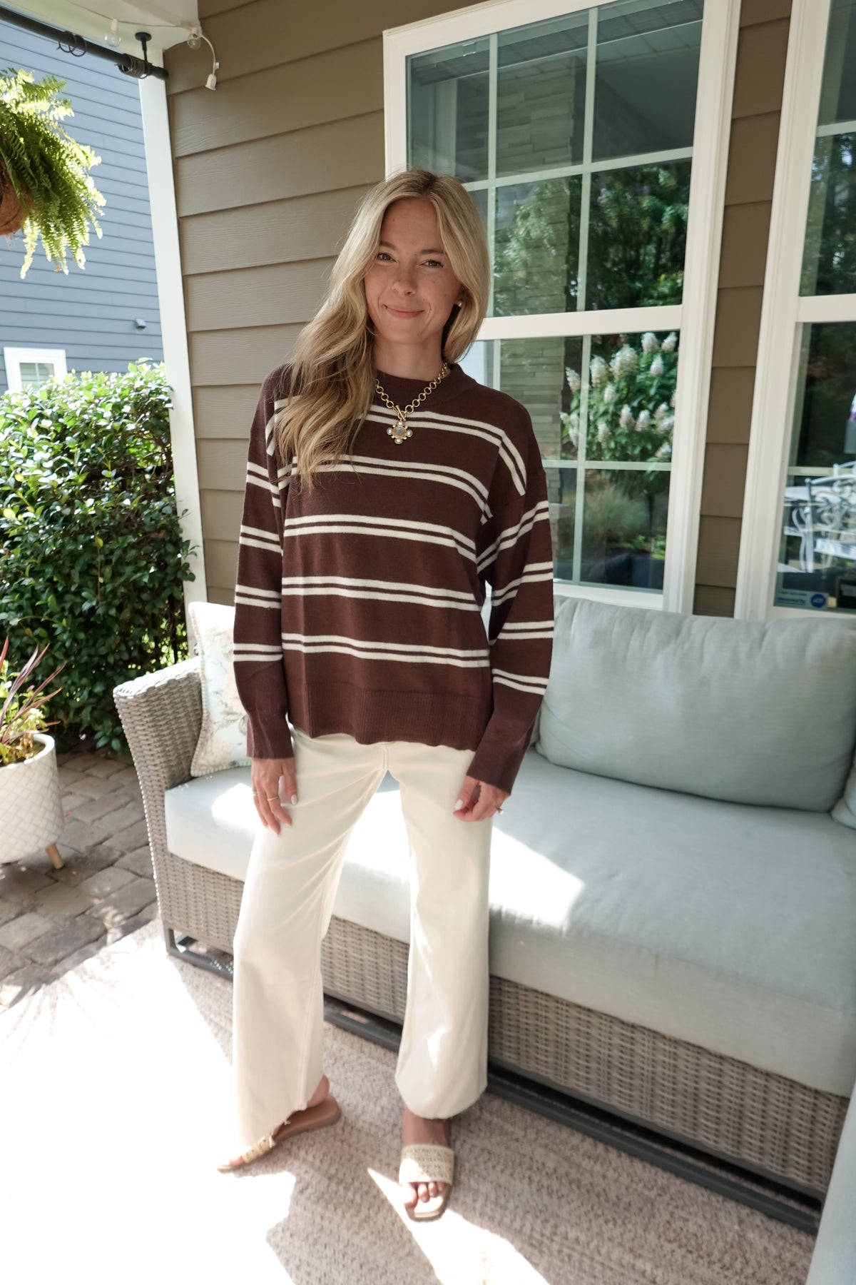 Maddie Striped Brown Sweater