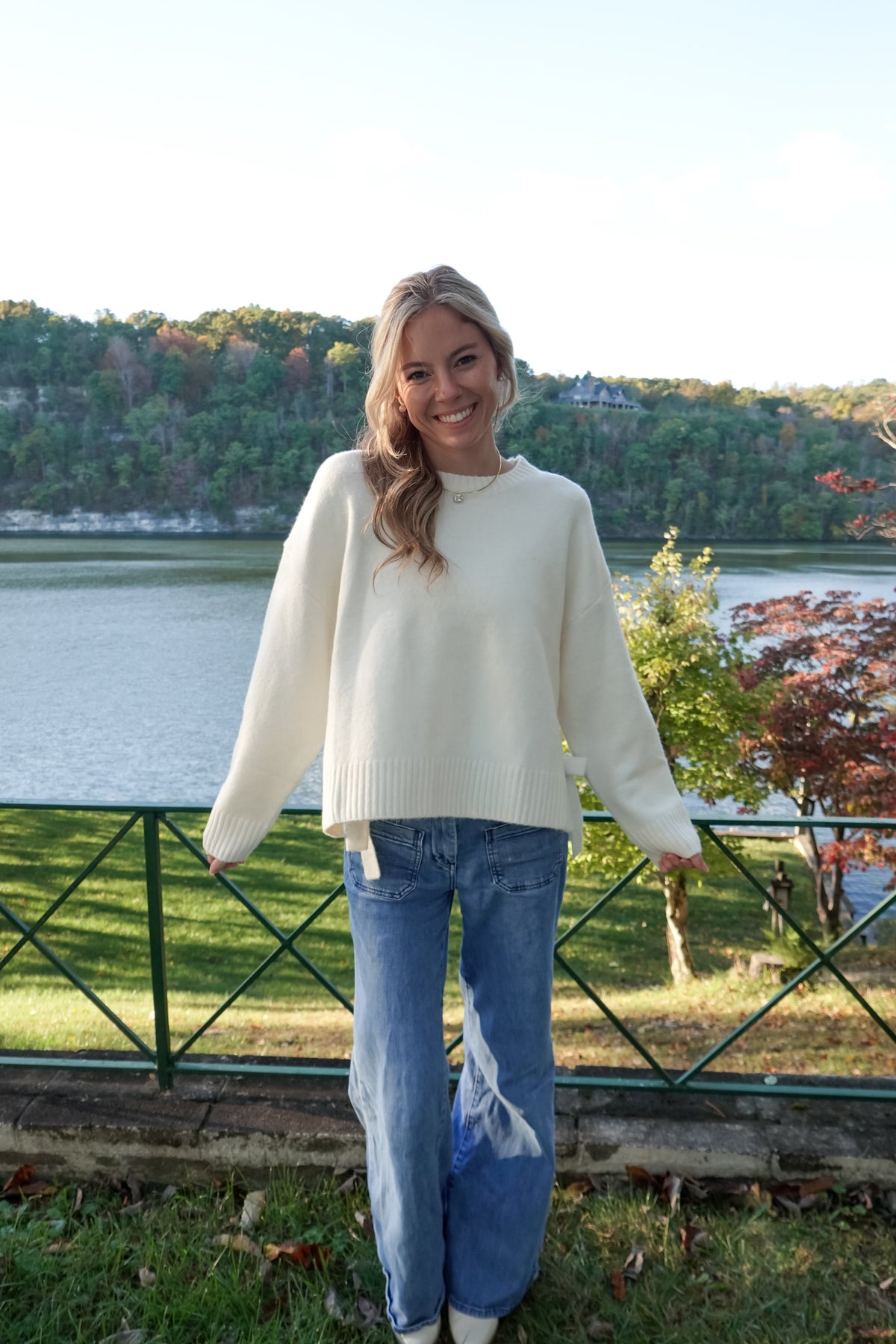 Tori Ivory Tie Sweater