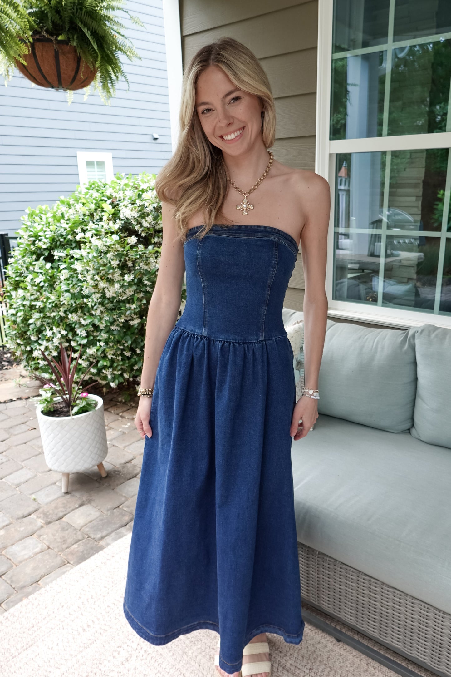 denim dress strapless Mini Blue Robbie Dress Size 0 Meet Robbie Kenneth Cole | Bustier Strapless