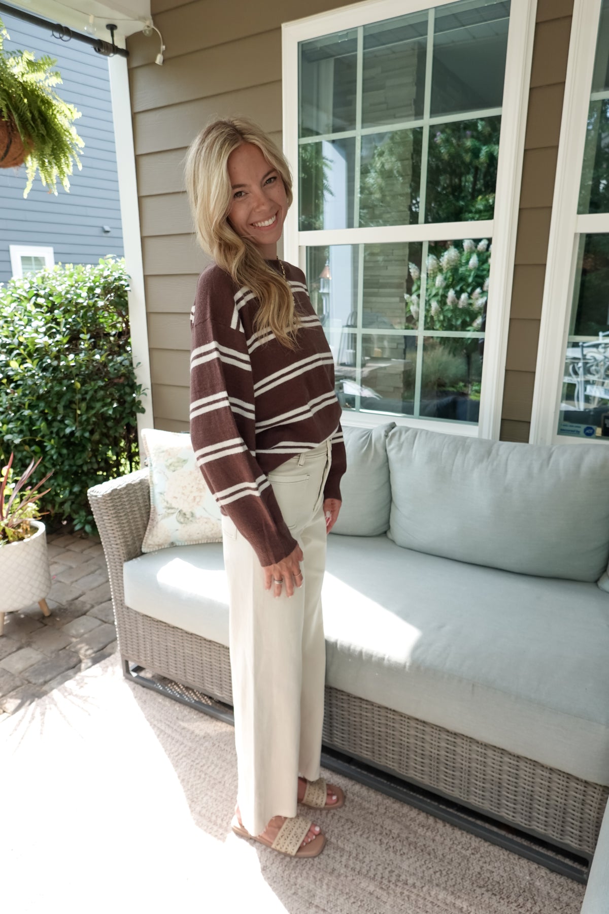 Maddie Striped Brown Sweater