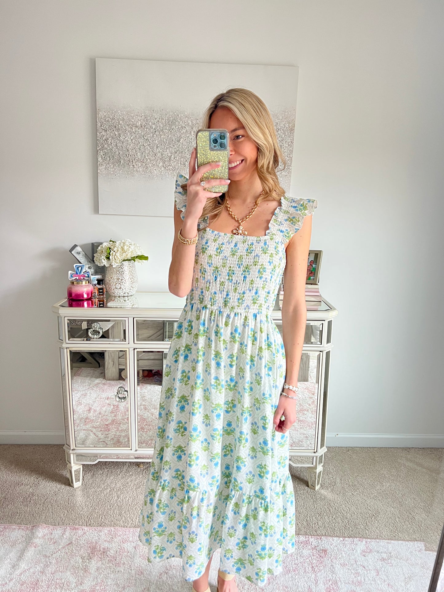 Rosie Blue Floral Midi Dress
