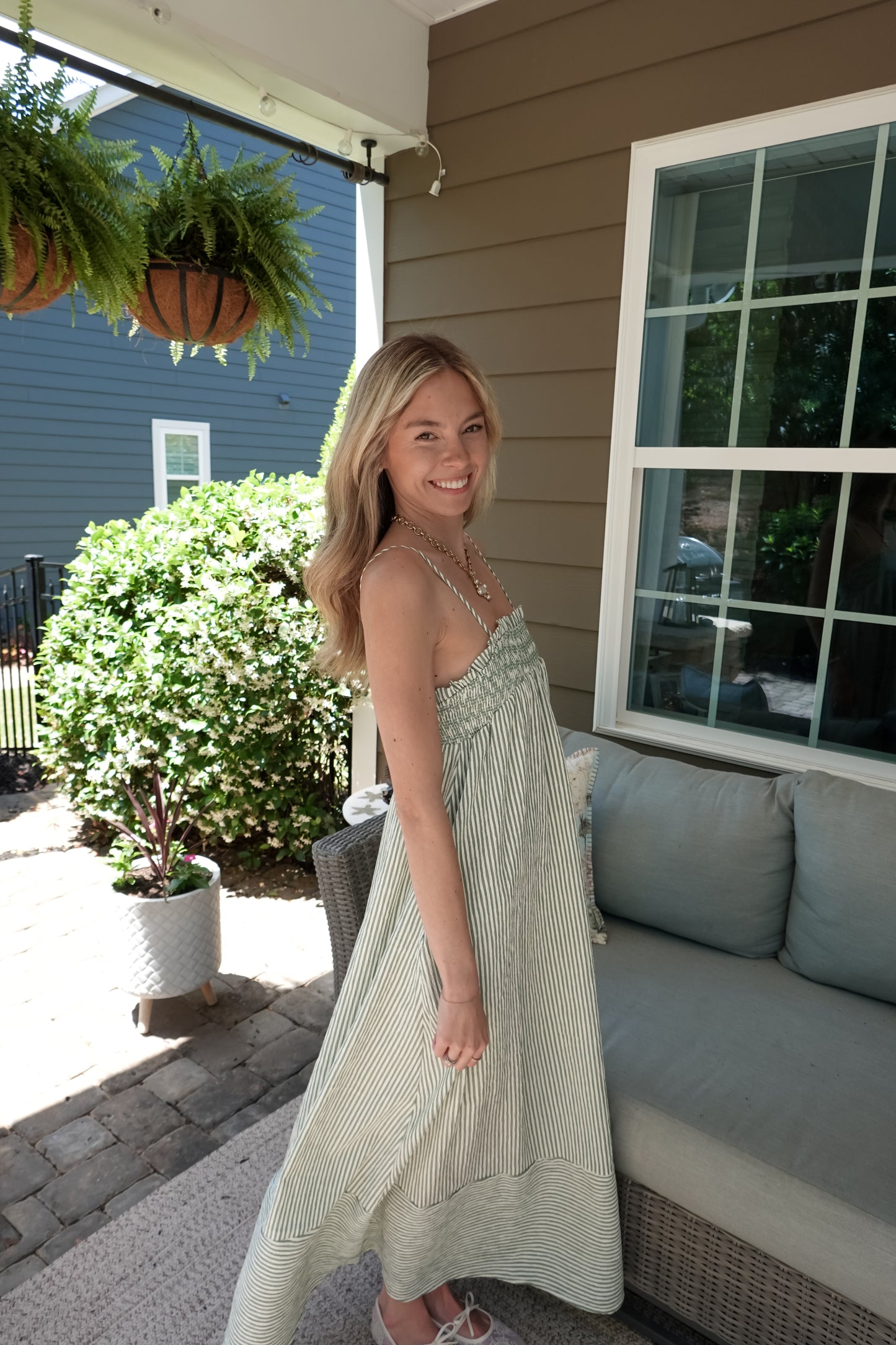 Embroidered Smocked Maxi Dress