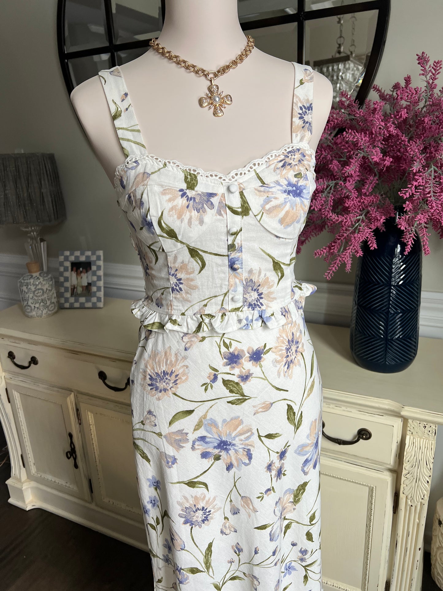 Cora Floral Lace Trim Tank Top