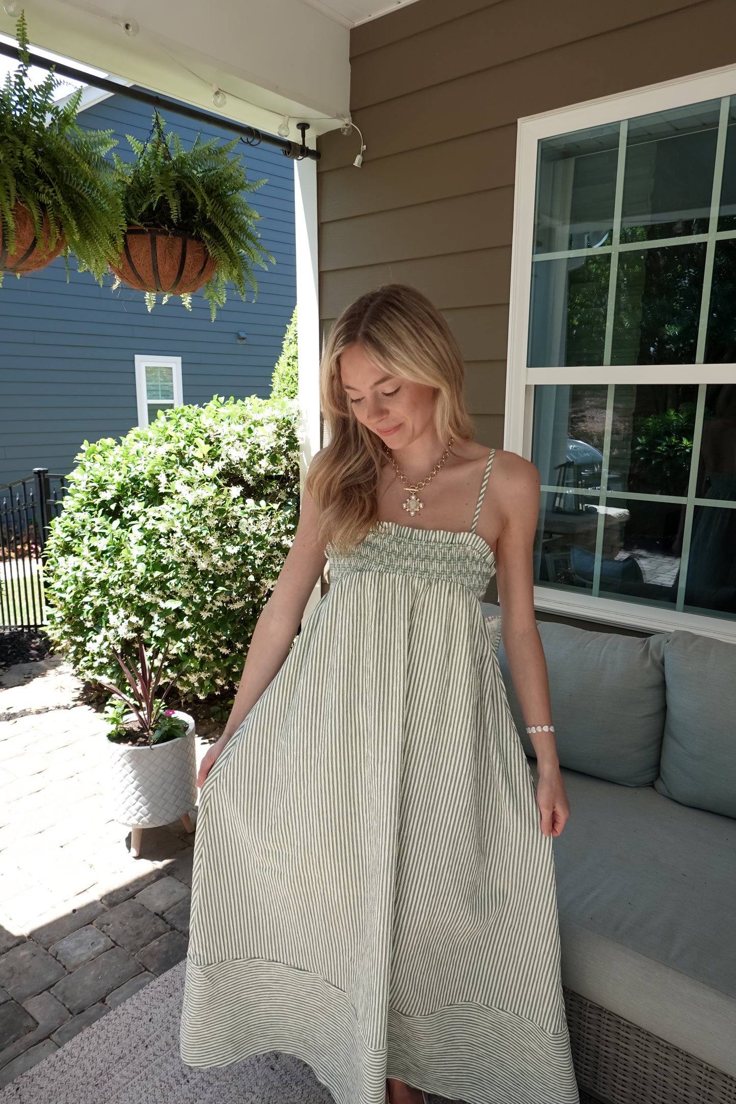 Embroidered Smocked Maxi Dress