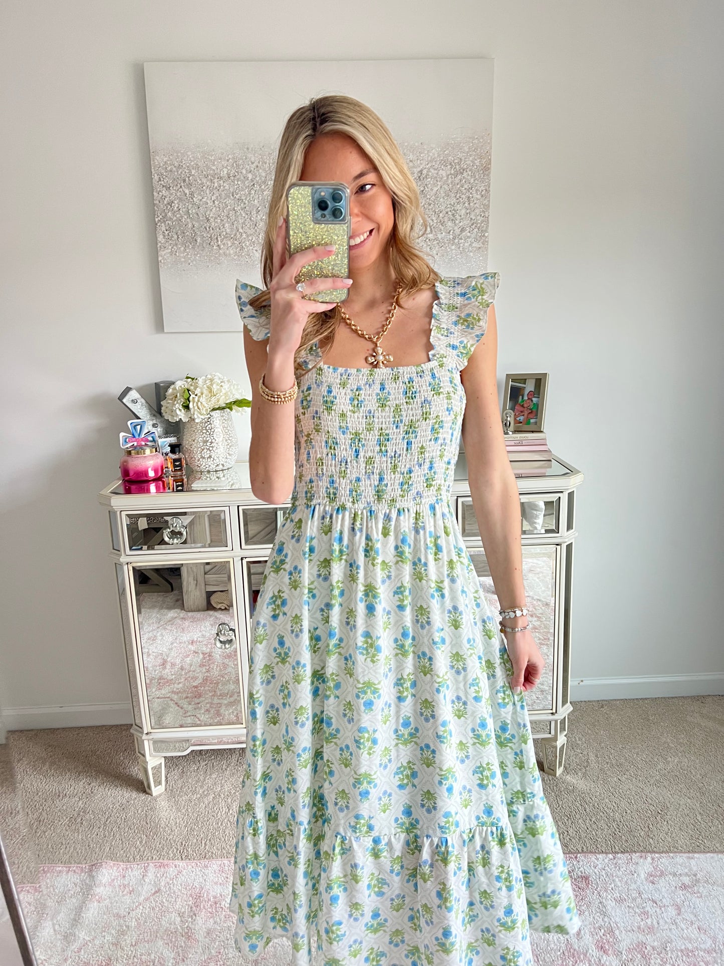 Rosie Blue Floral Midi Dress