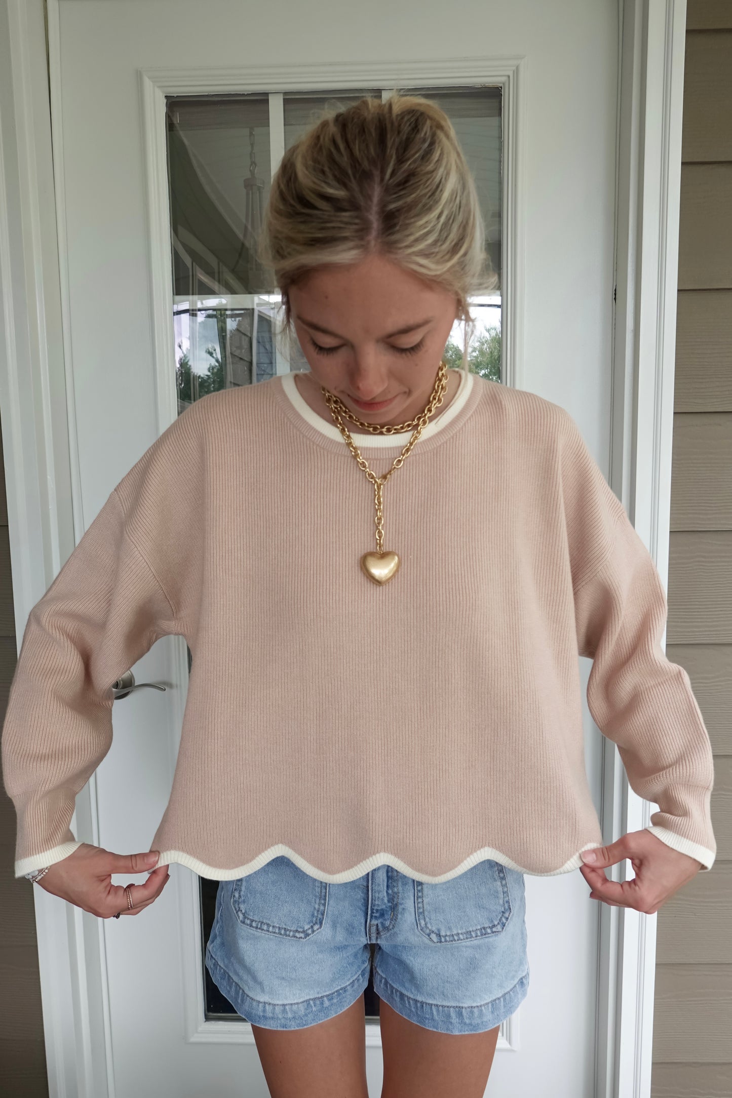 Sav Scalloped Edge Sweater