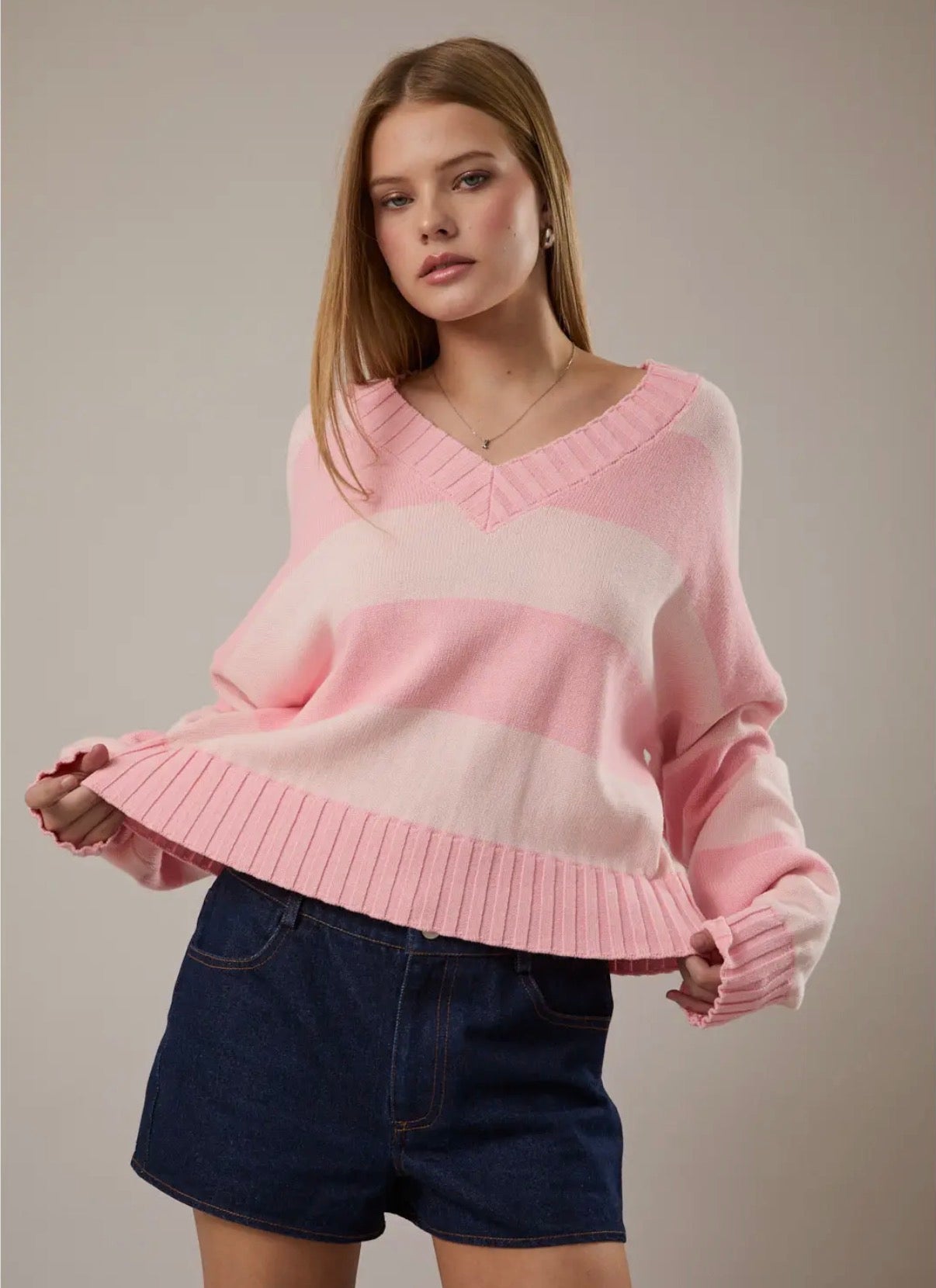 Sam Striped V Neck Sweater