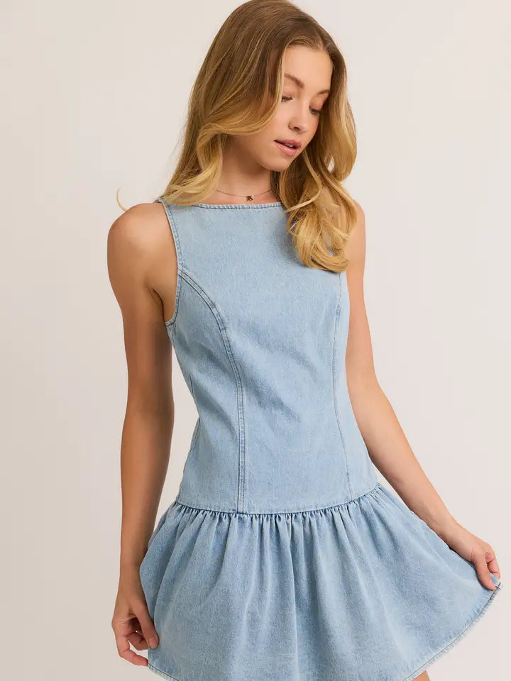 Baylee Boat Neck Denim Dress