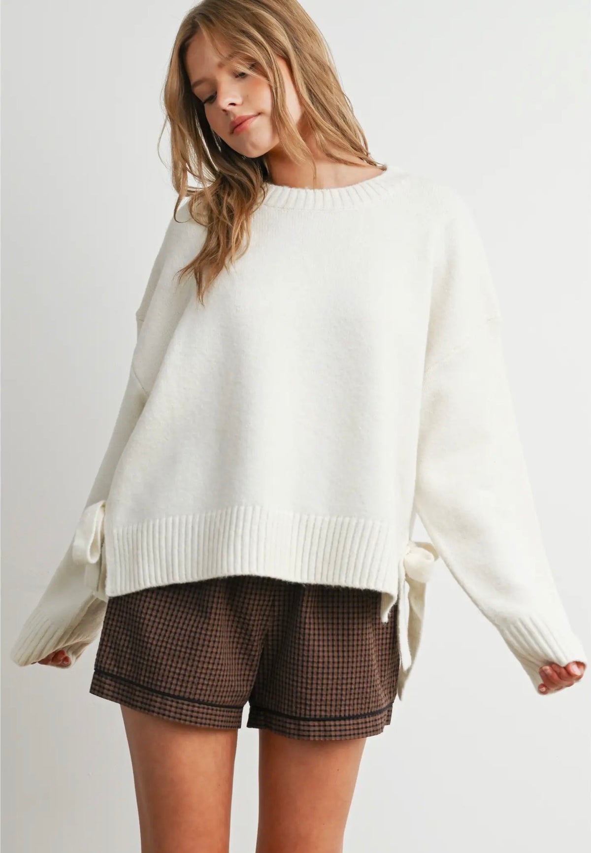 Tori Ivory Tie Sweater