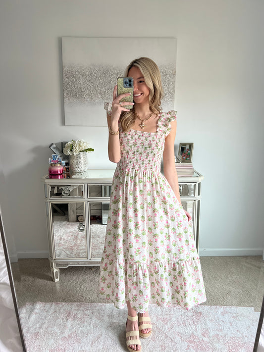 Rosie Pink Floral Midi Dress