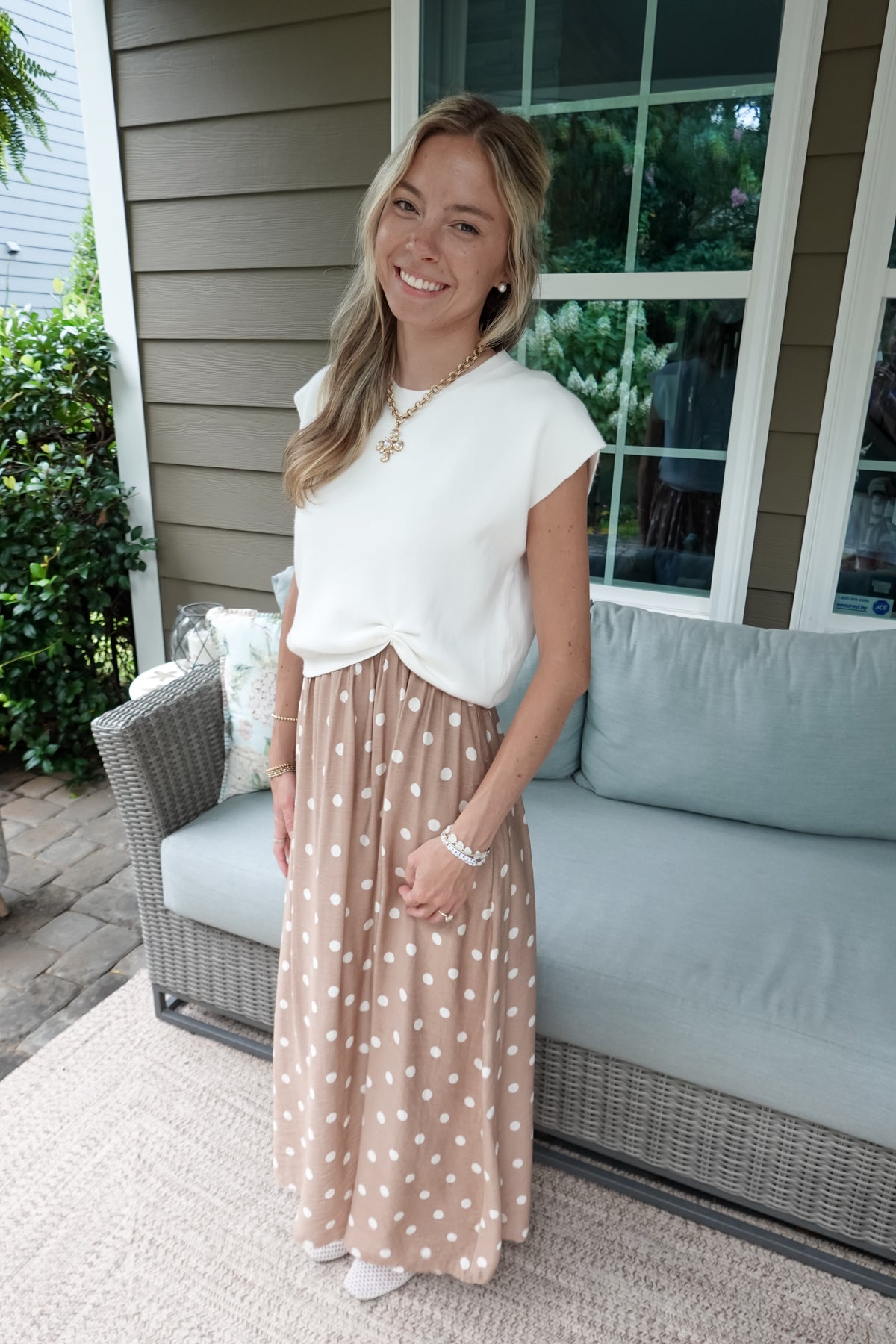 Short Sleeve Sweater Polka Dot Maxi Dress