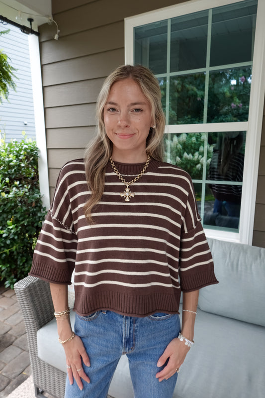 Scottie Striped Short Sleeve Sweater