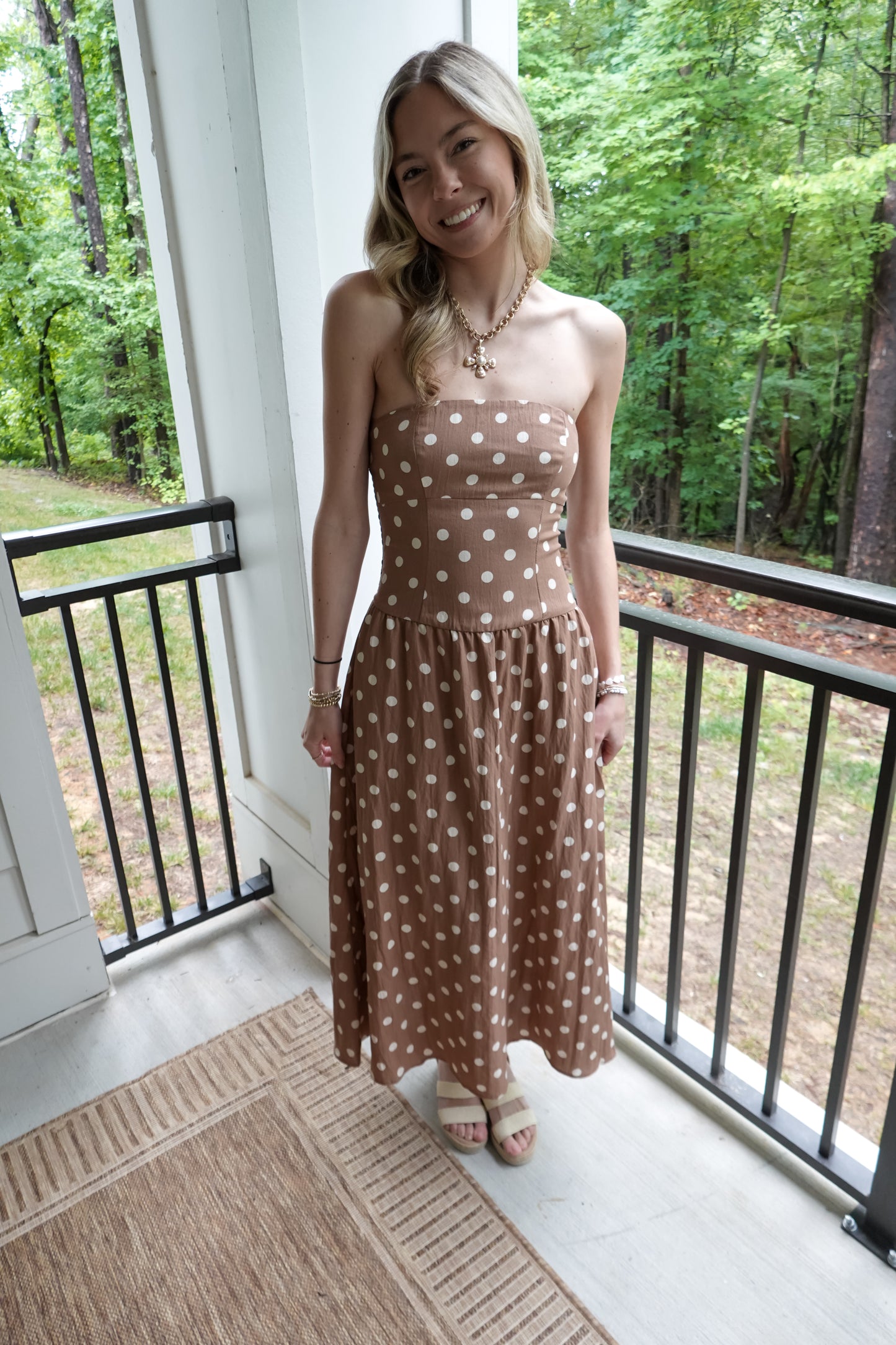 Millie Brown Strapless Midi Dress