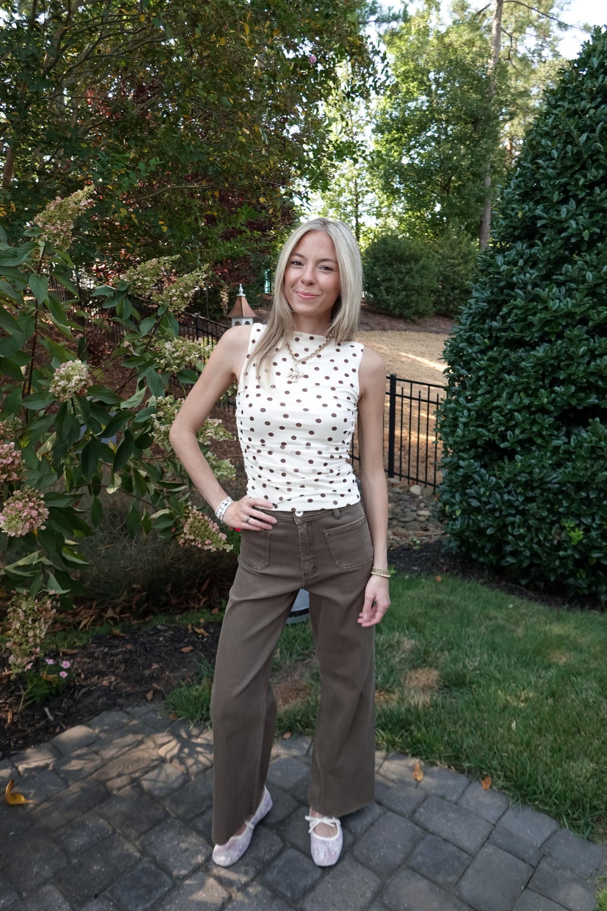 Gianna Ivory Polka Dot Tank