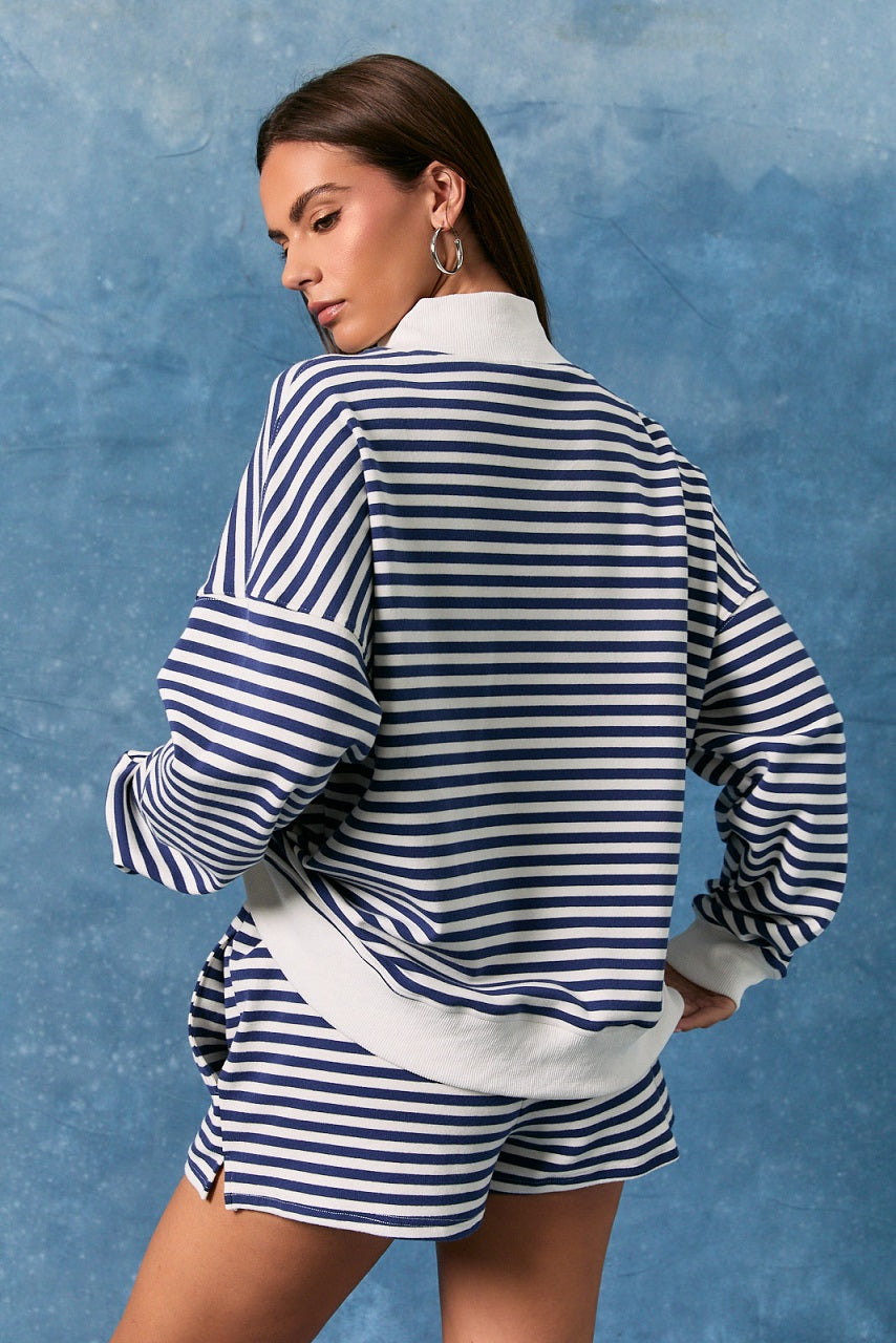 American Flag Striped Mock Neck Sweatshirt