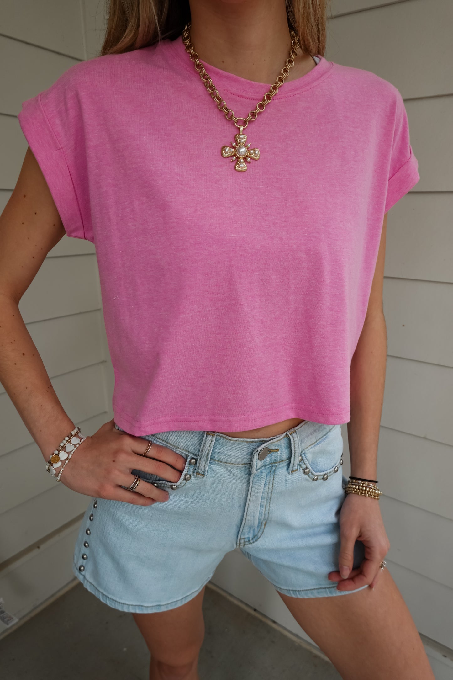 Cotton Folded Short Sleeve Top