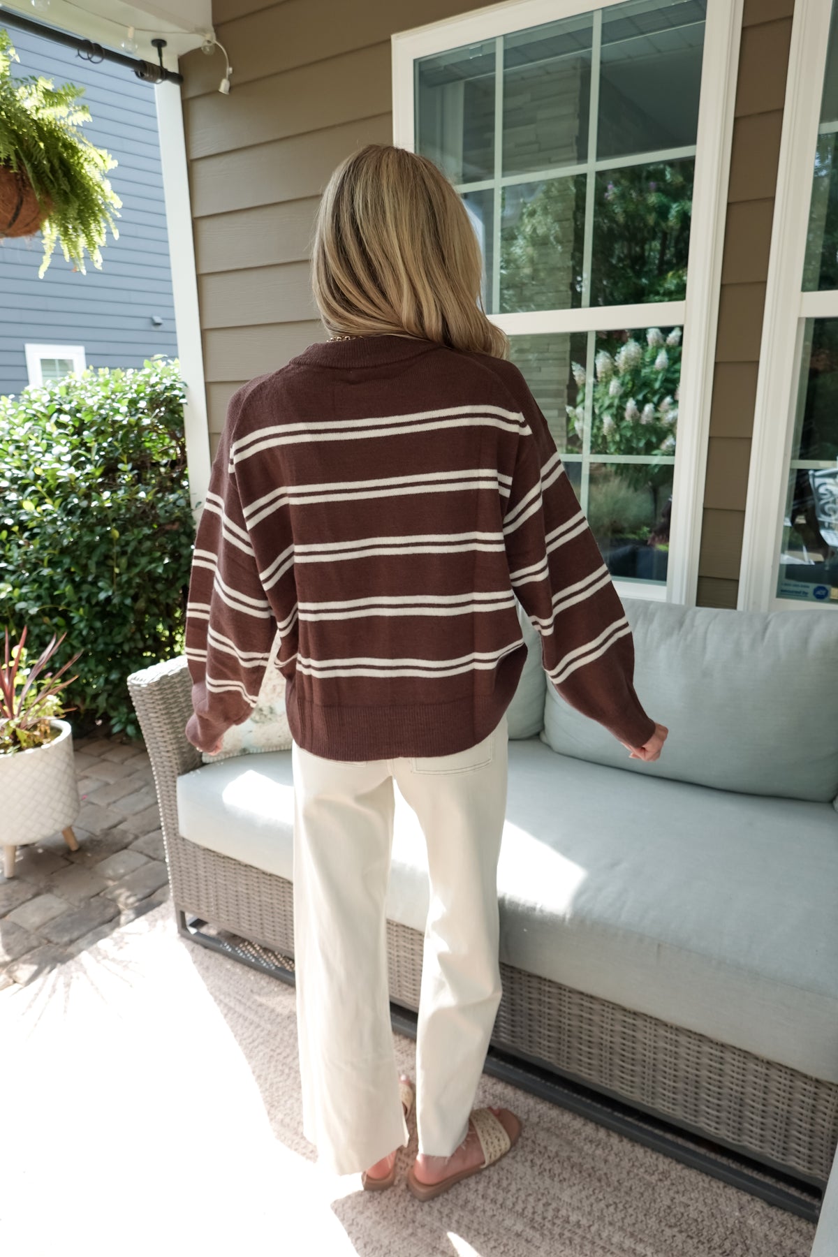 Maddie Striped Brown Sweater