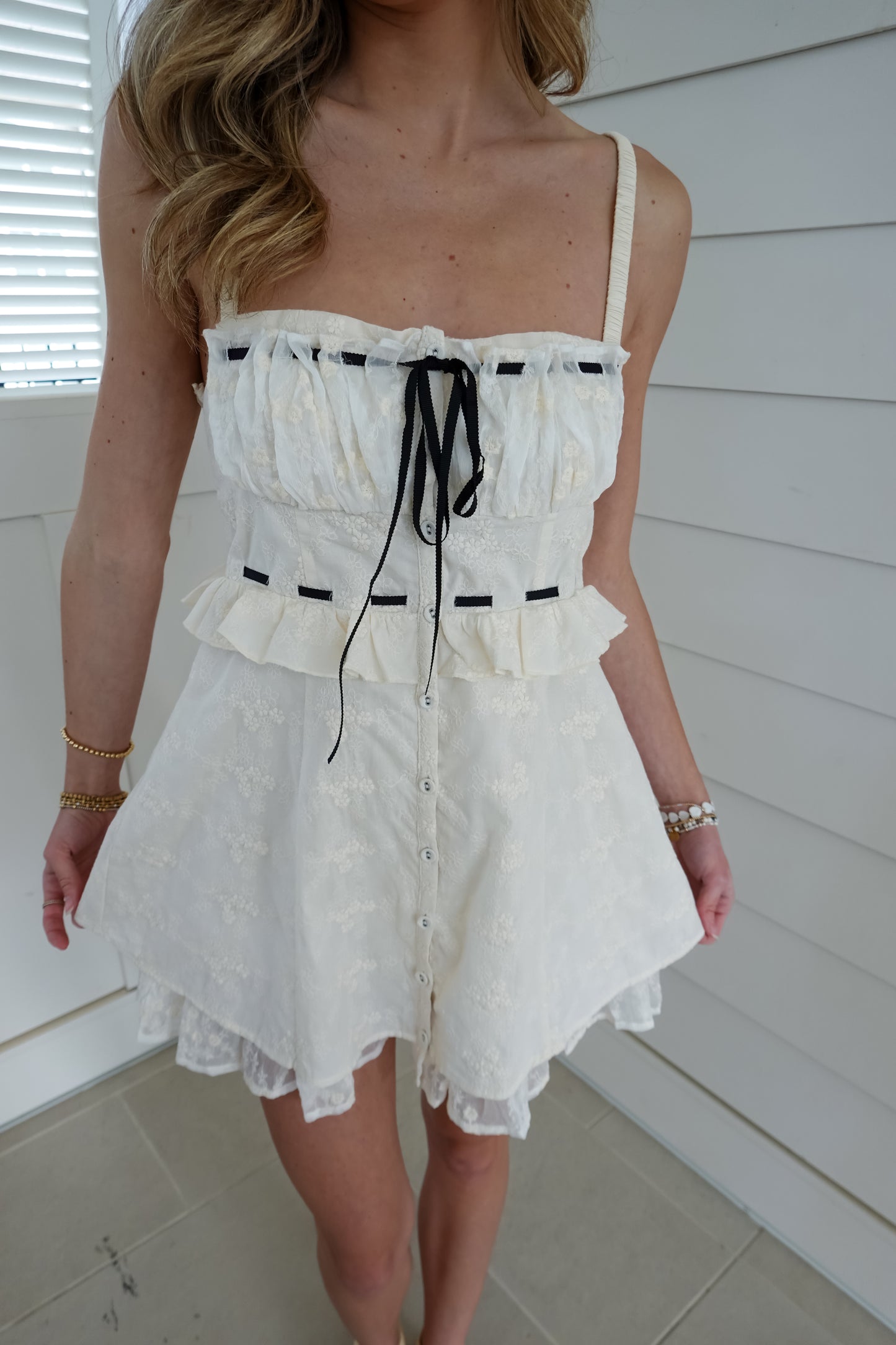 Cream Lace Mini Dress
