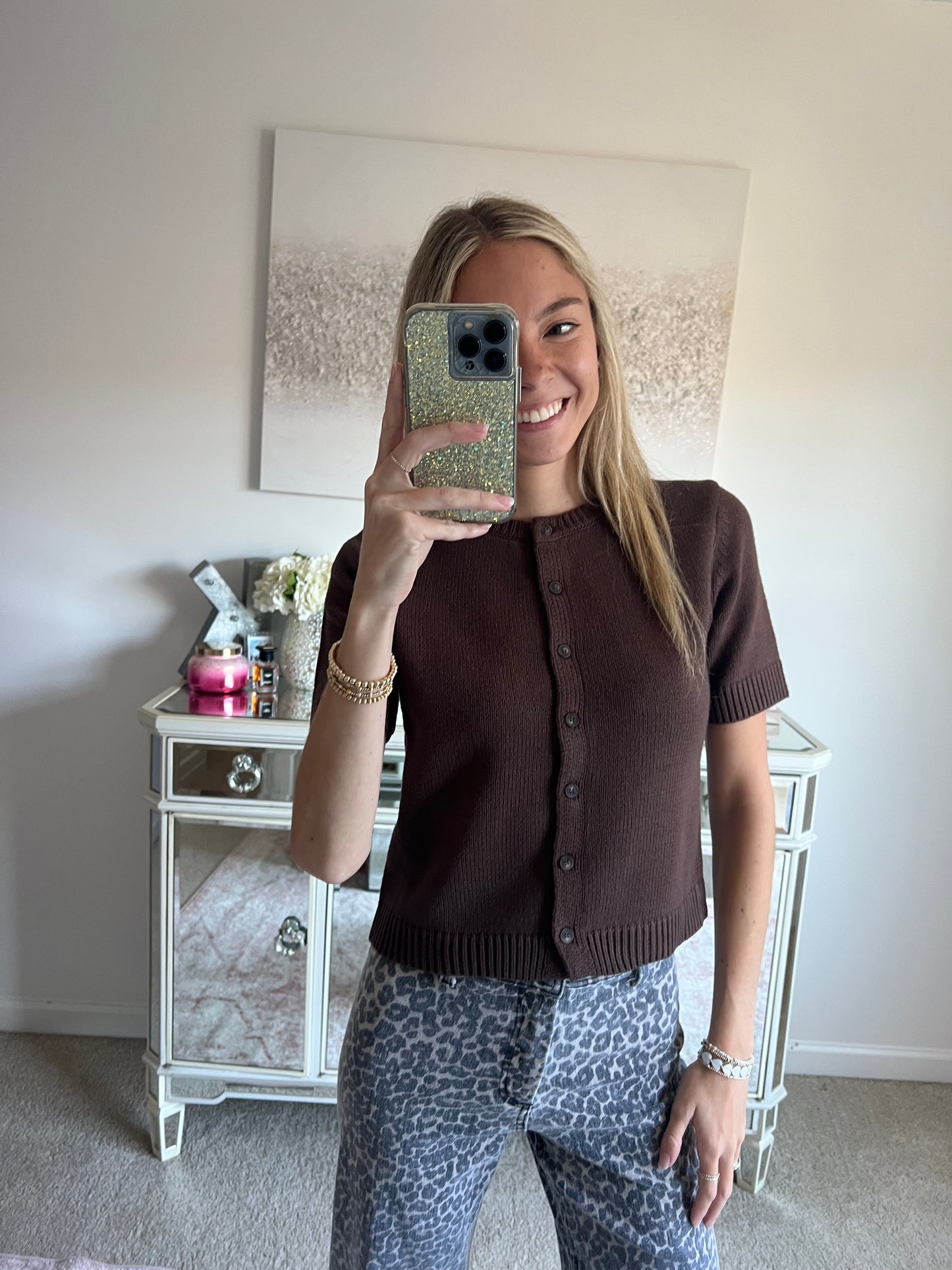 Brynn Button Down Knit Short Sleeve Cardigan
