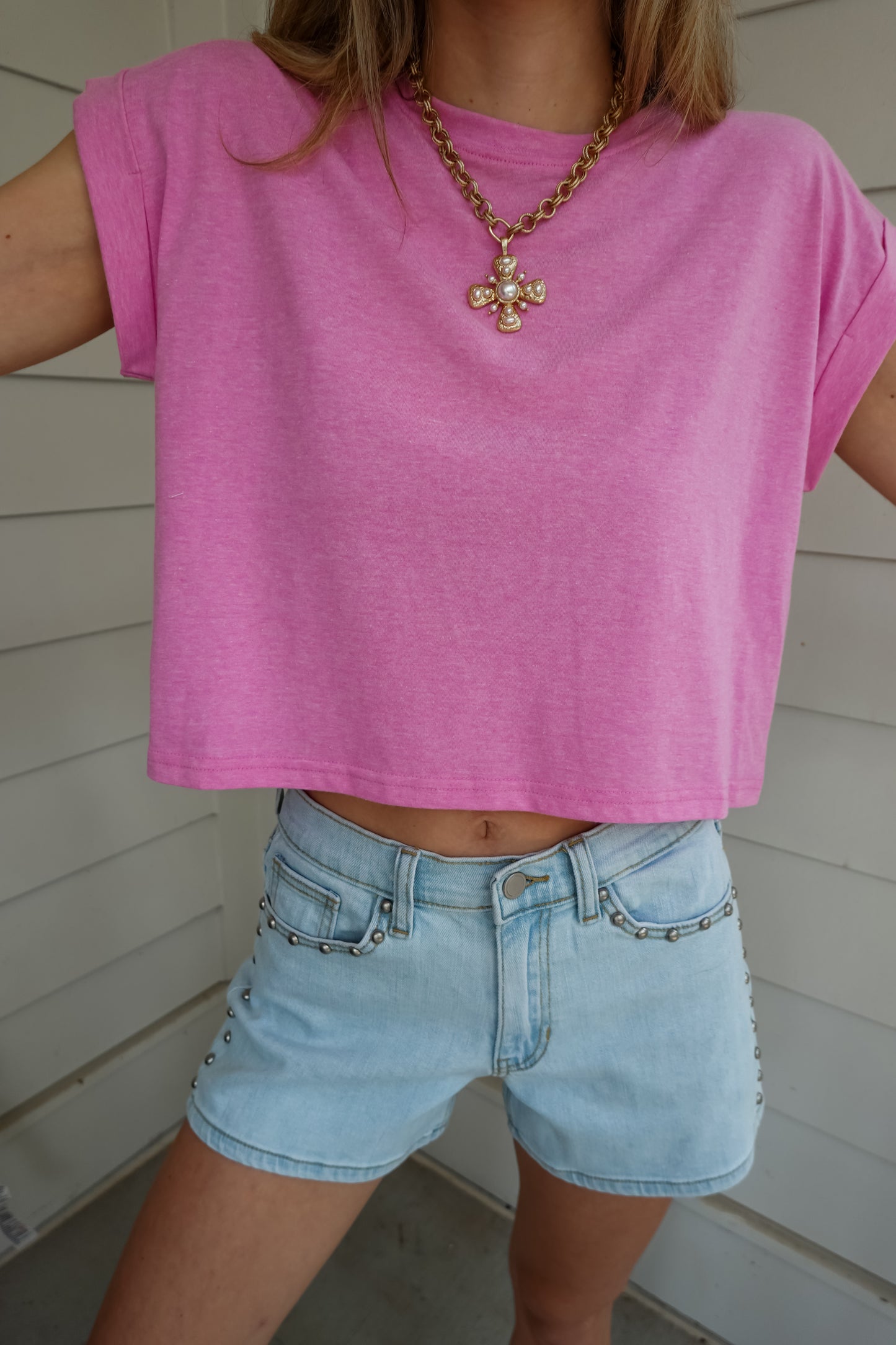 Cotton Folded Short Sleeve Top