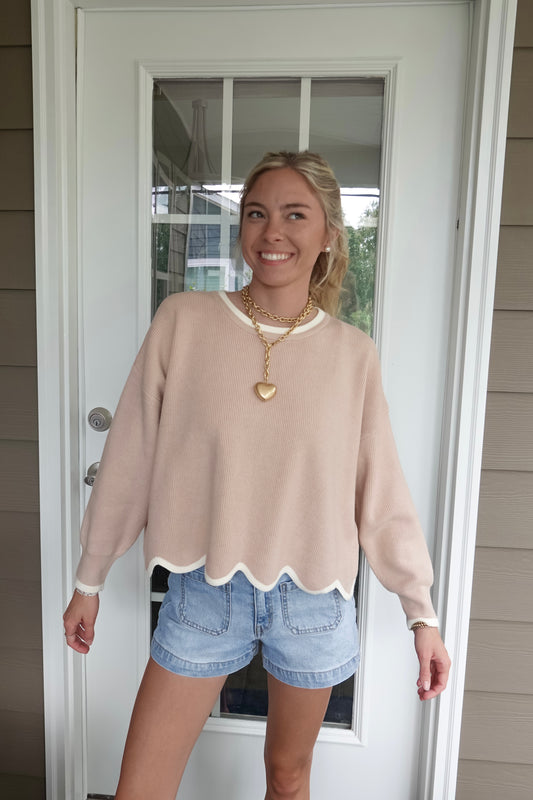 Sav Scalloped Edge Sweater
