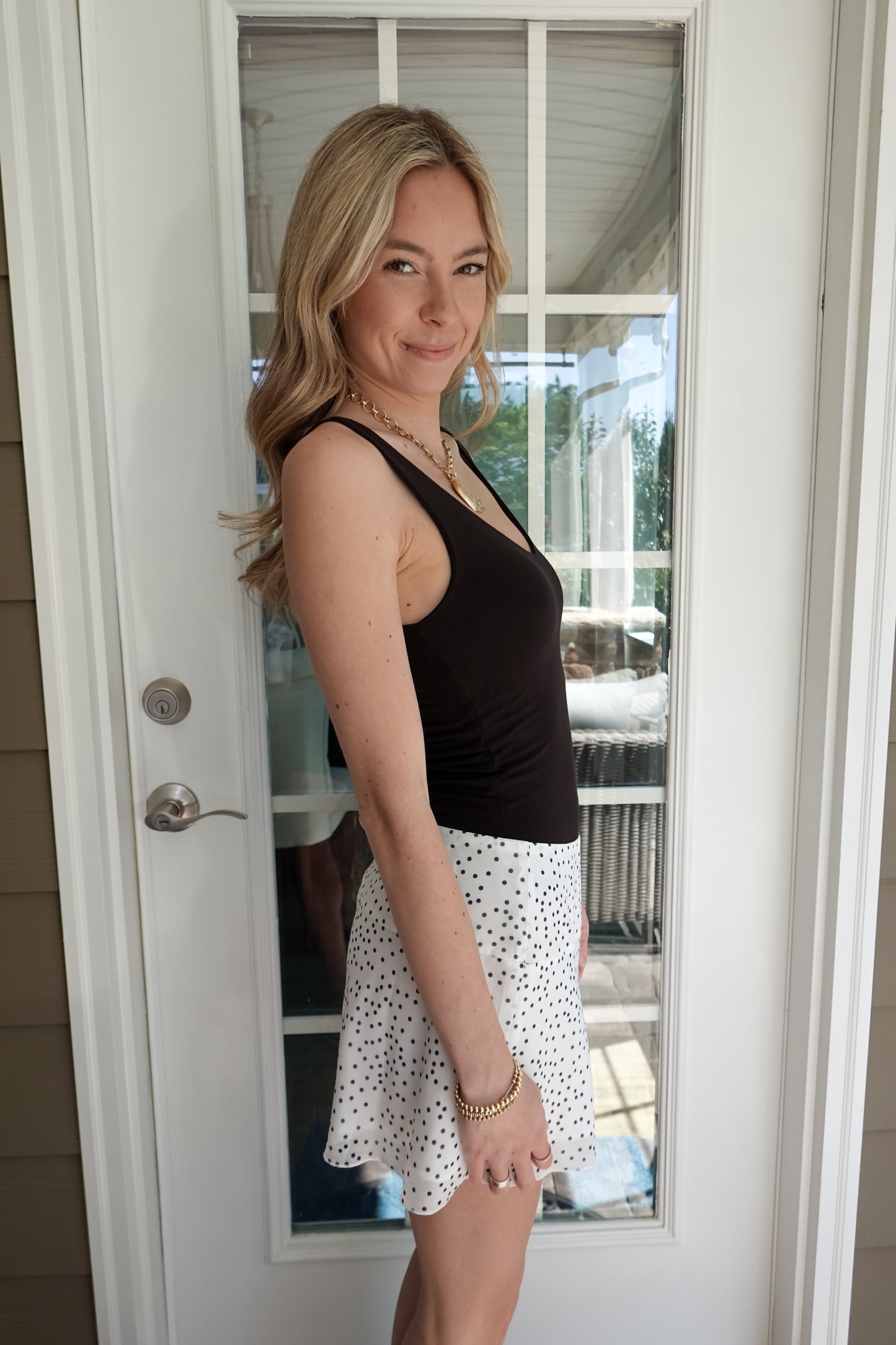 Cross-Over Front Polka Dot Mini Skirt