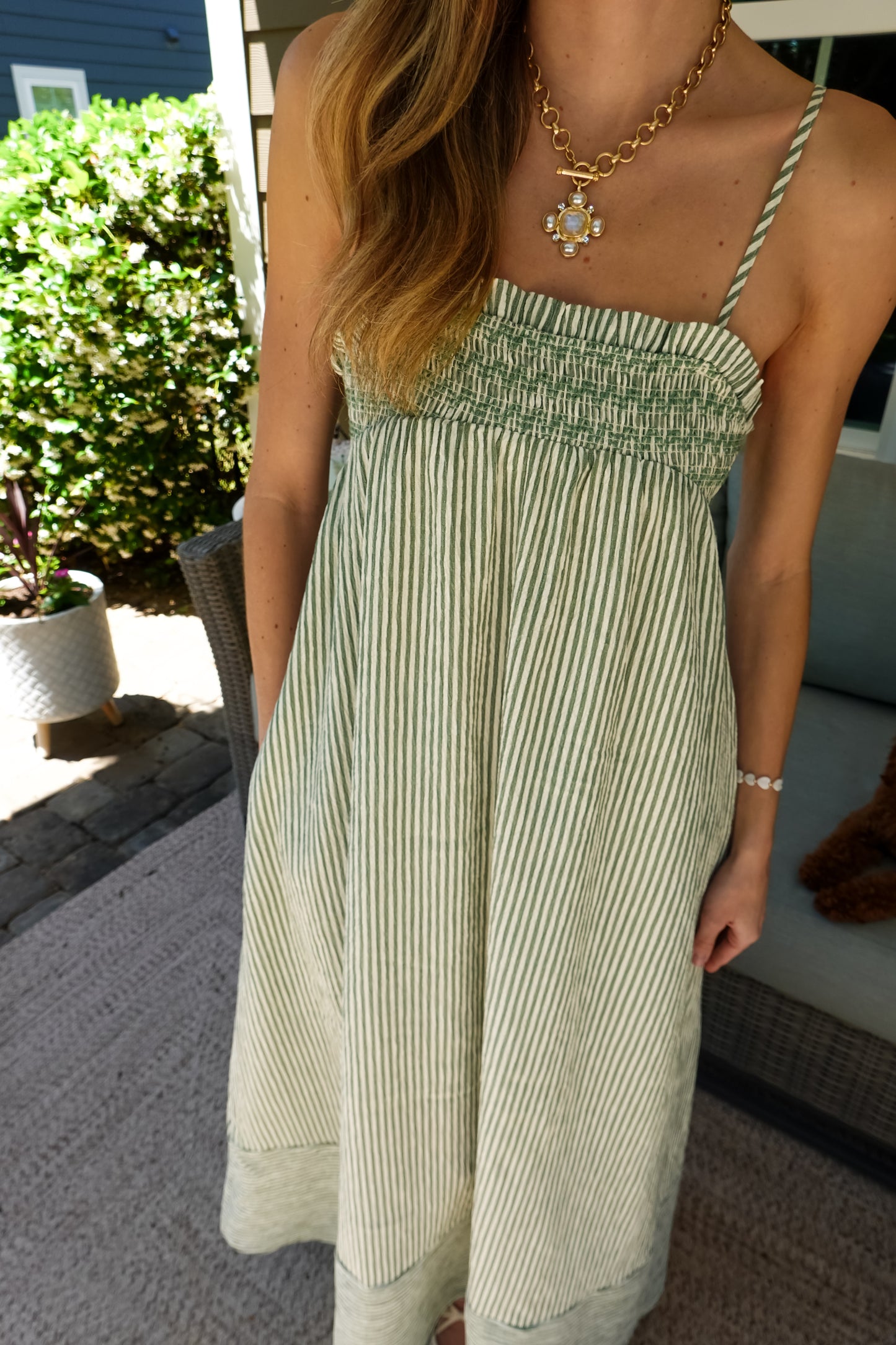 Embroidered Smocked Maxi Dress