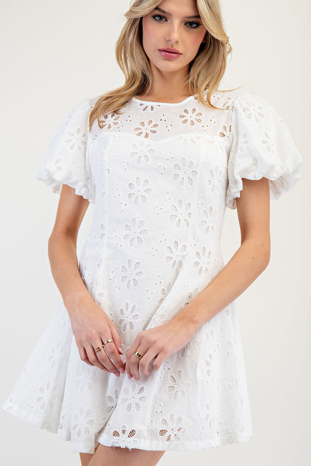 Lola White Eyelet Mini Dress