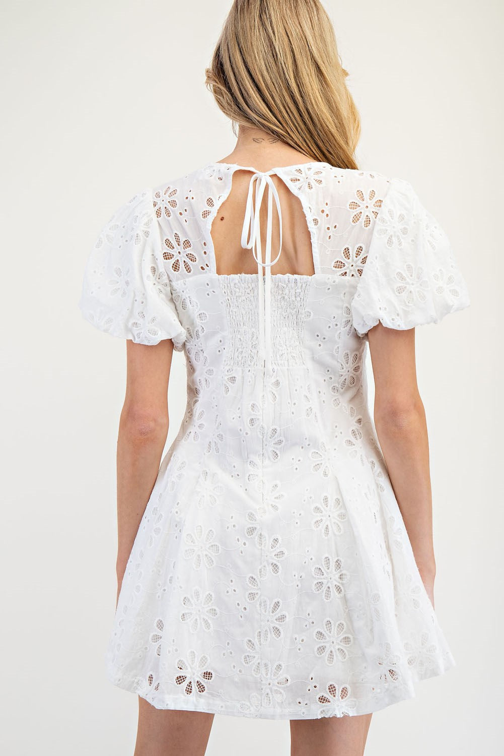 Lola White Eyelet Mini Dress