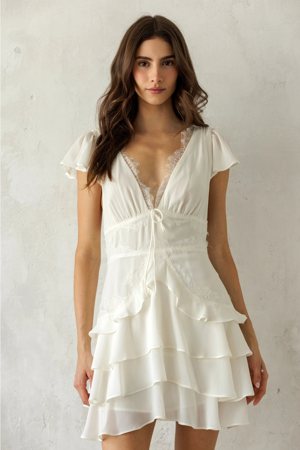 Gracen Lace Ruffle Mini Dress